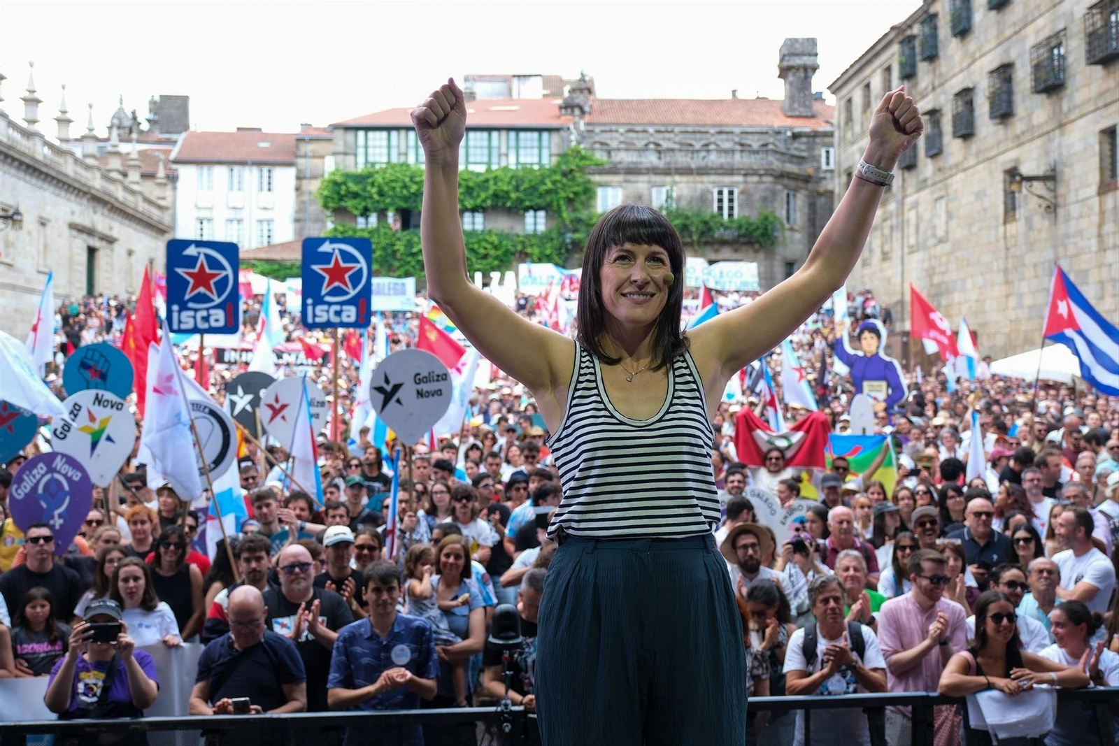 Ana Pontón, durante unha manifestación convocada polo BNG con motivo do Día dá Patria Galega.