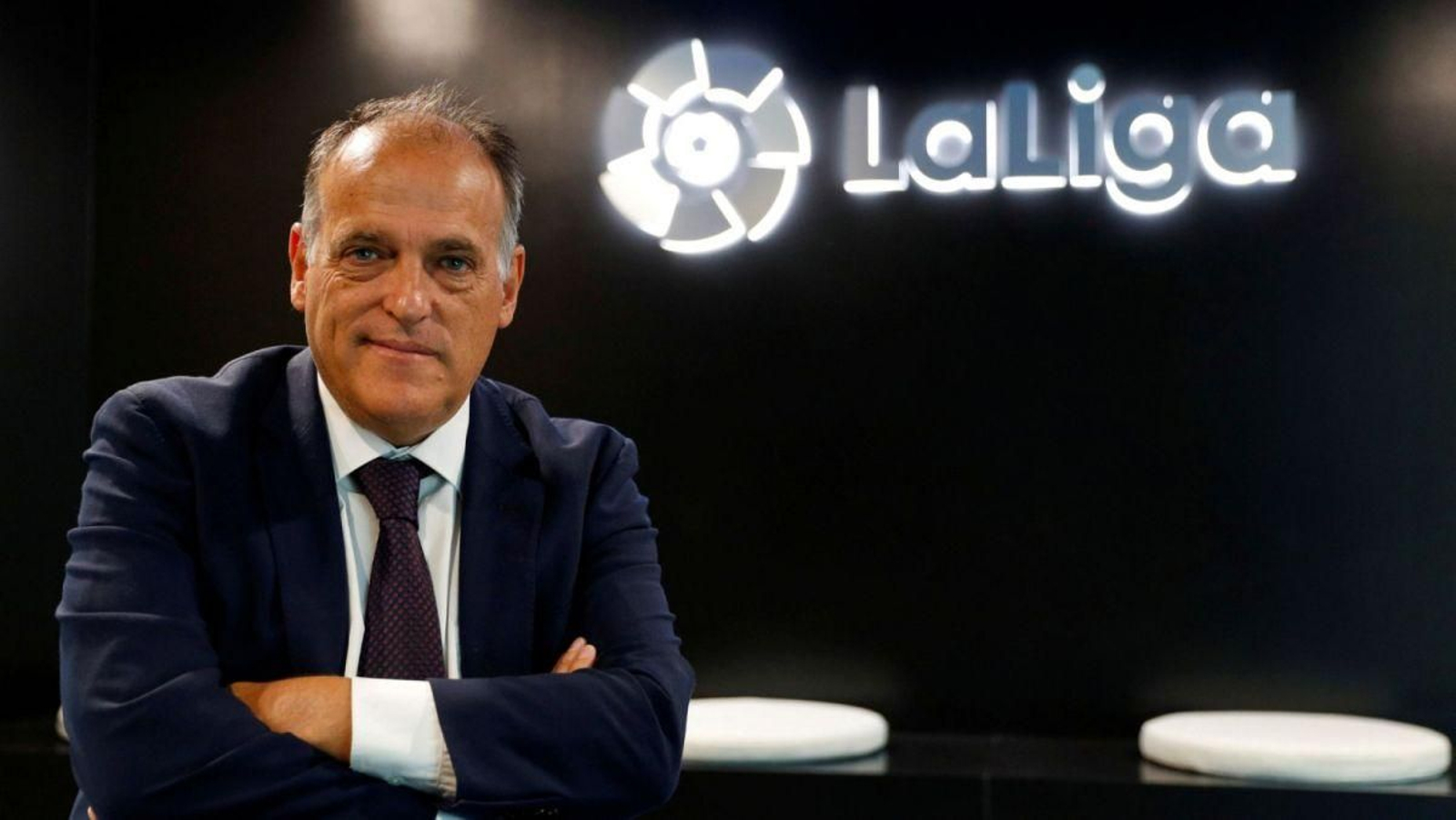 El presidente y gestor de la Liga Profesional de Fútbol, Javier Tebas.