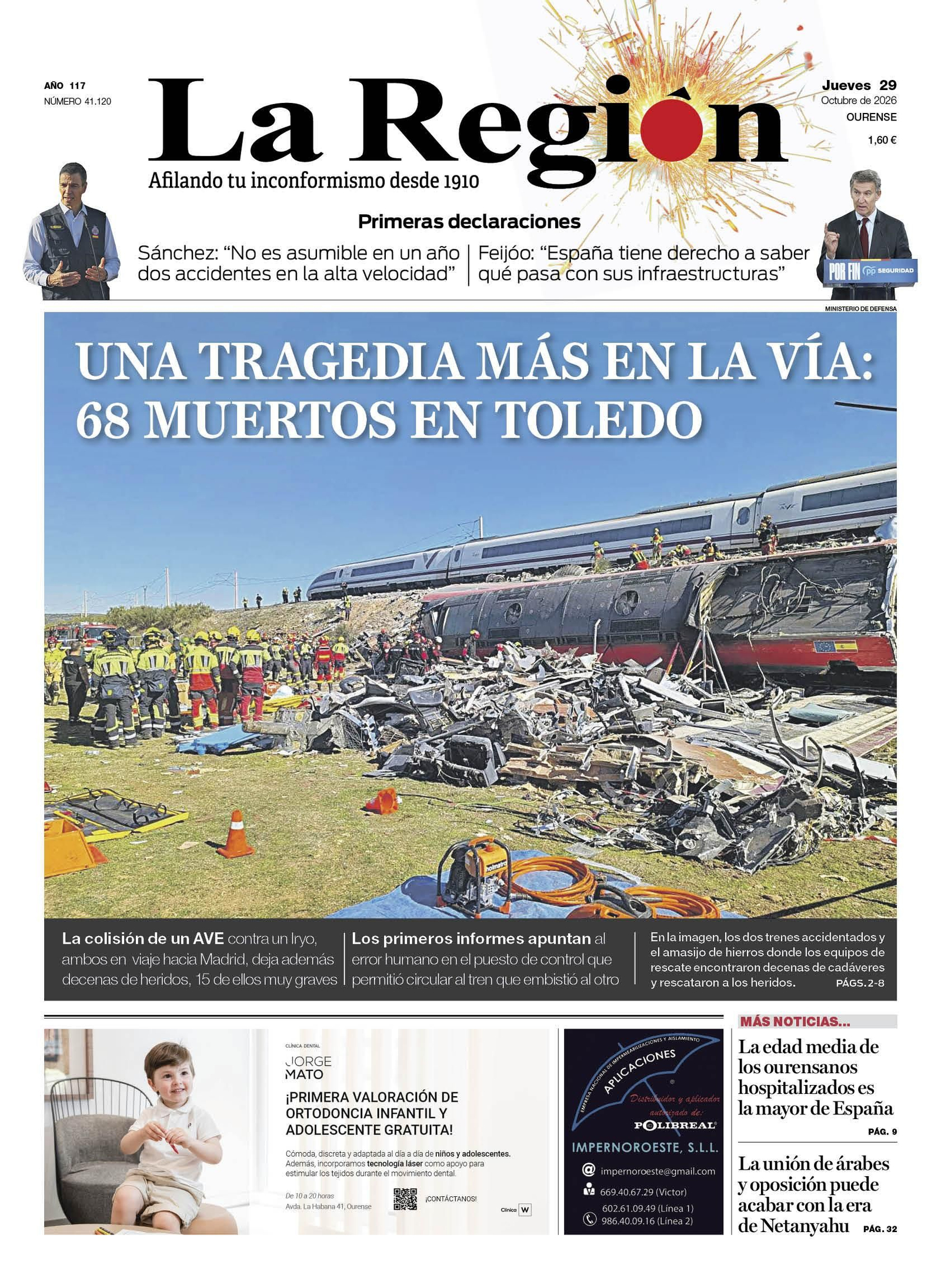 Los titulares de La Región de este jueves, 29 de octubre