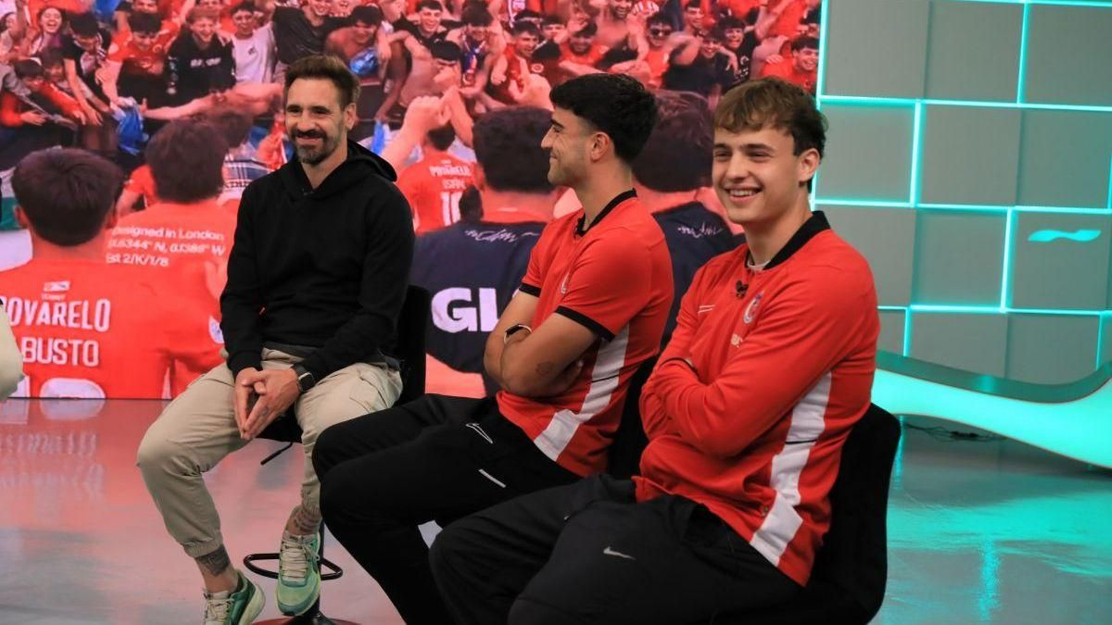 Borja Fernández, Pablo Parrilla y Justino Barbosa, en el programa +Fútbol de Telemiño.
