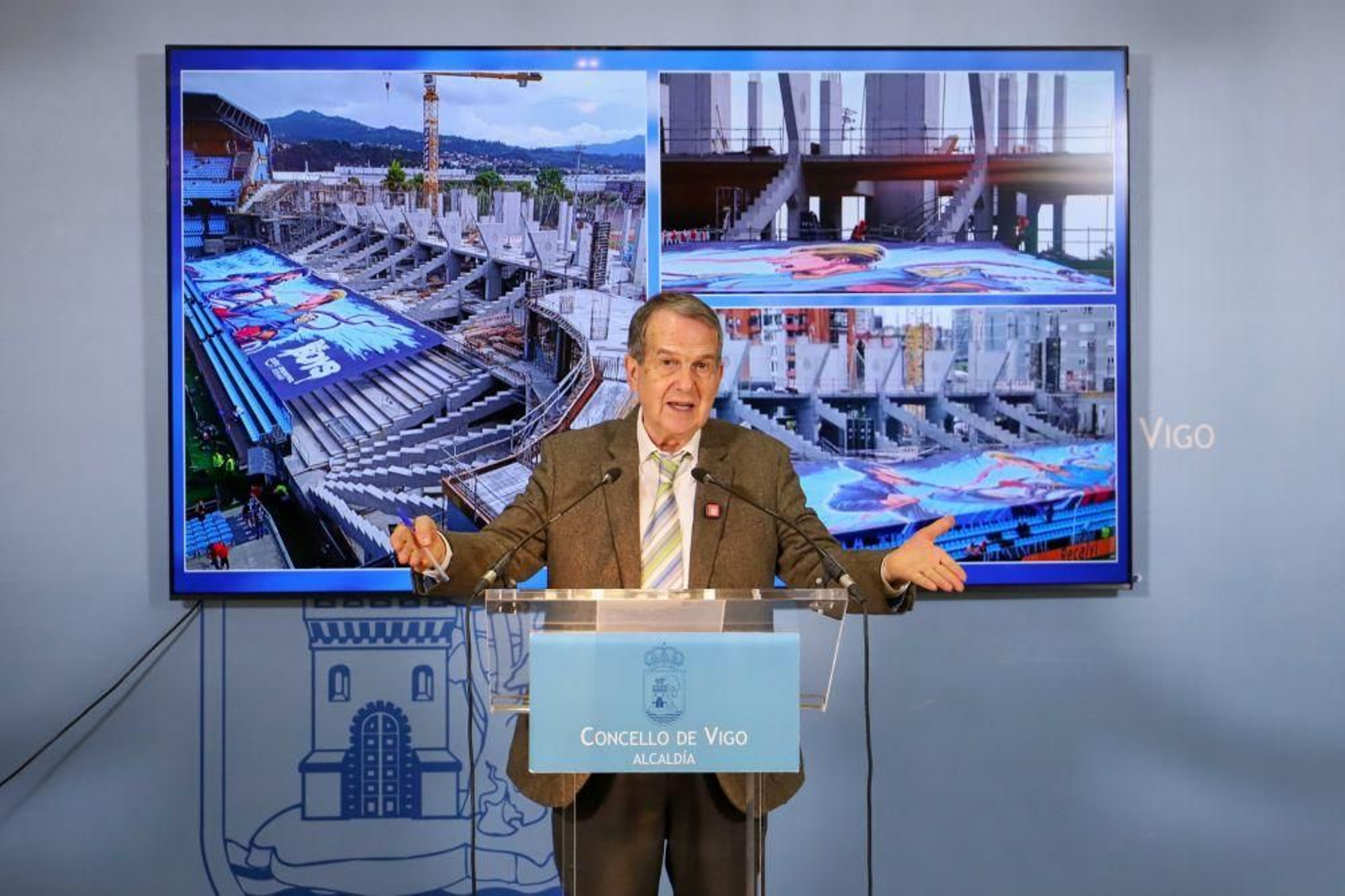 Imagen remitida por el Concello de las declaraciones del alcalde.