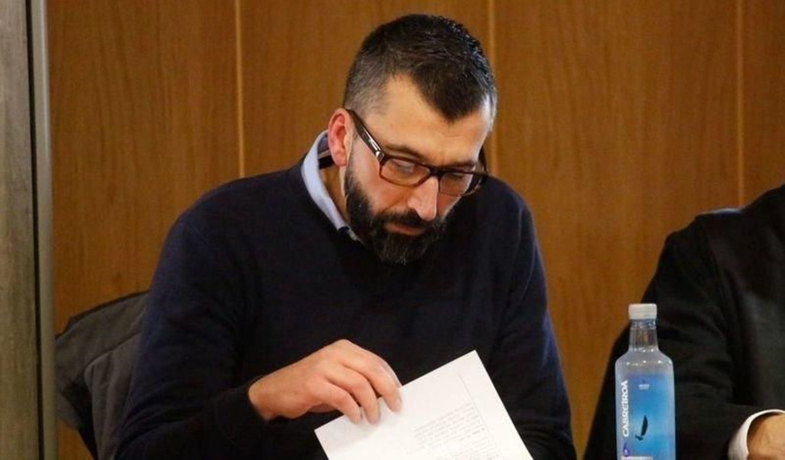 El acusado, durante la segunda sesión del juicio que se sigue en la Audiencia en Vigo.