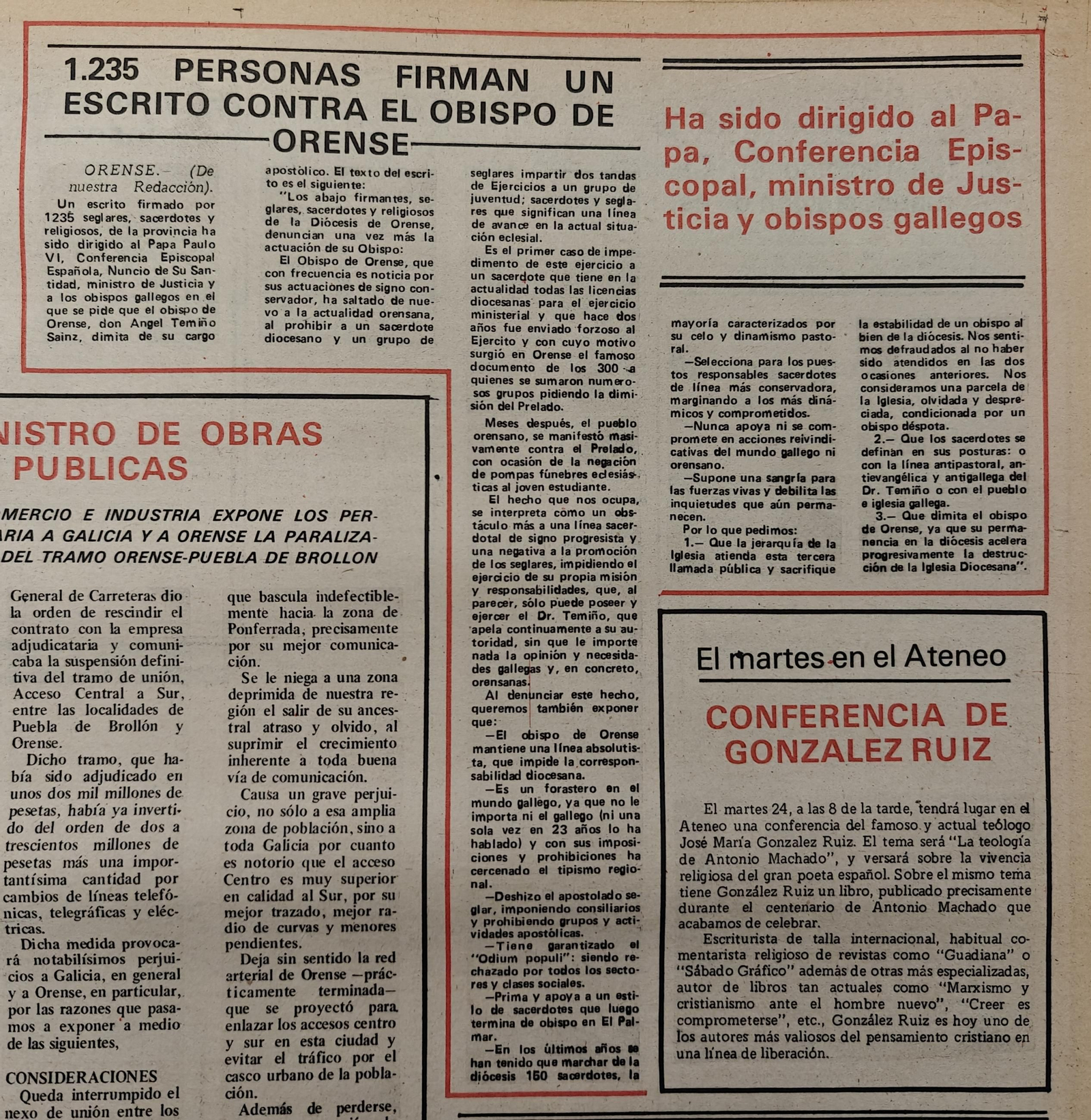 Los religiosos orensanos piden la marcha del obispo.