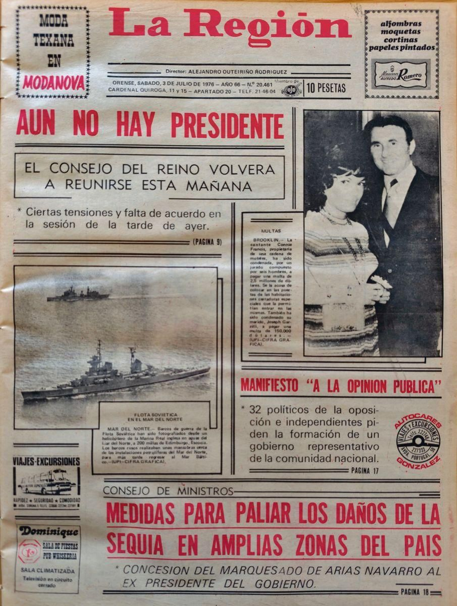 Primera página del 3 de julio de 1976.