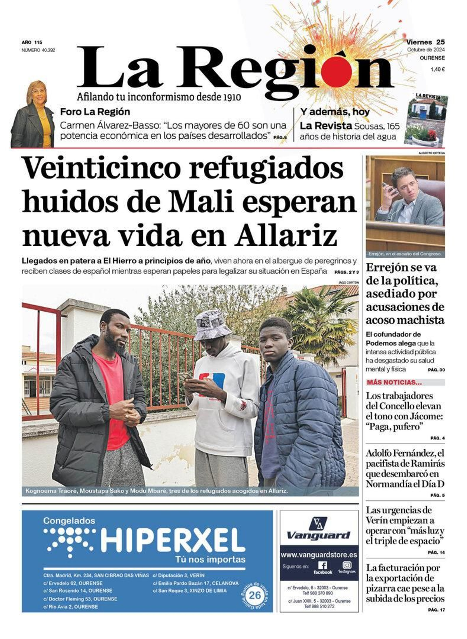 La portada de La Región.