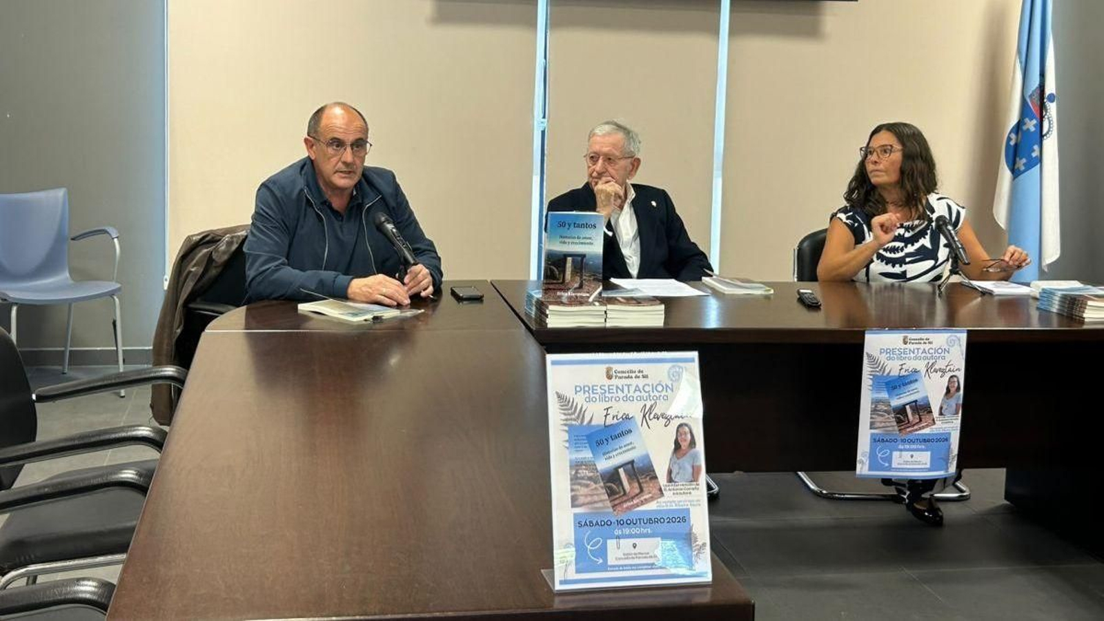 Aquilino Domínguez, Antonio Carreño y Erica Kleveztian durante la presentación.