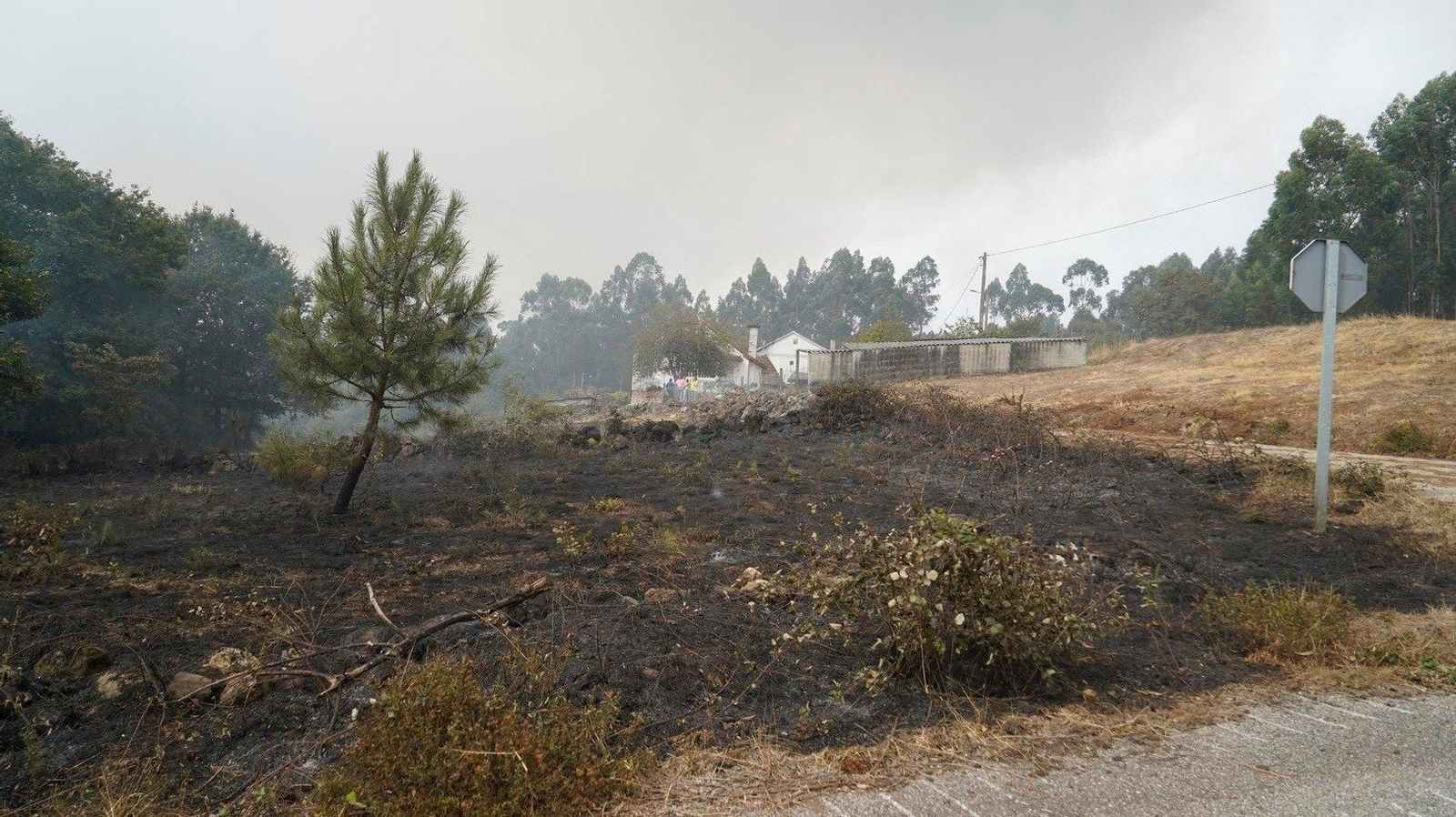 Una finca quemada en Crecente. // J.V. Landín