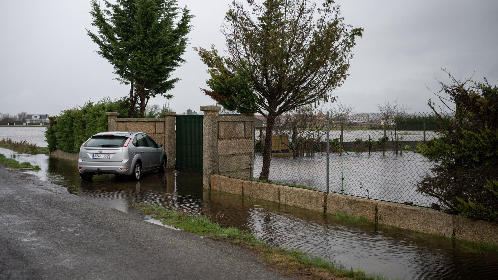 Imagen de Xinzo de Limia anegado por las intensas lluvias.