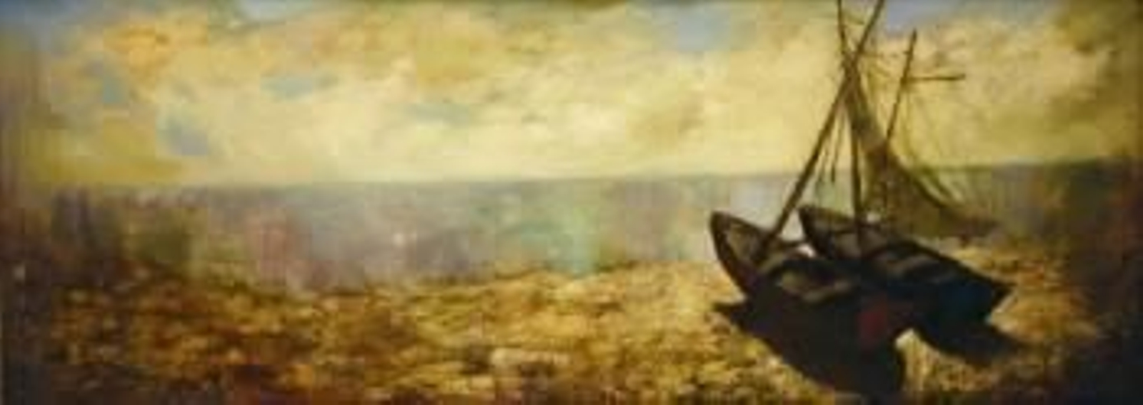 Imaxe do cuadro 'Barcas abandonadas', pintado por Manuel Prego de Oliver en 1970. (Foto: ARQUIVO)