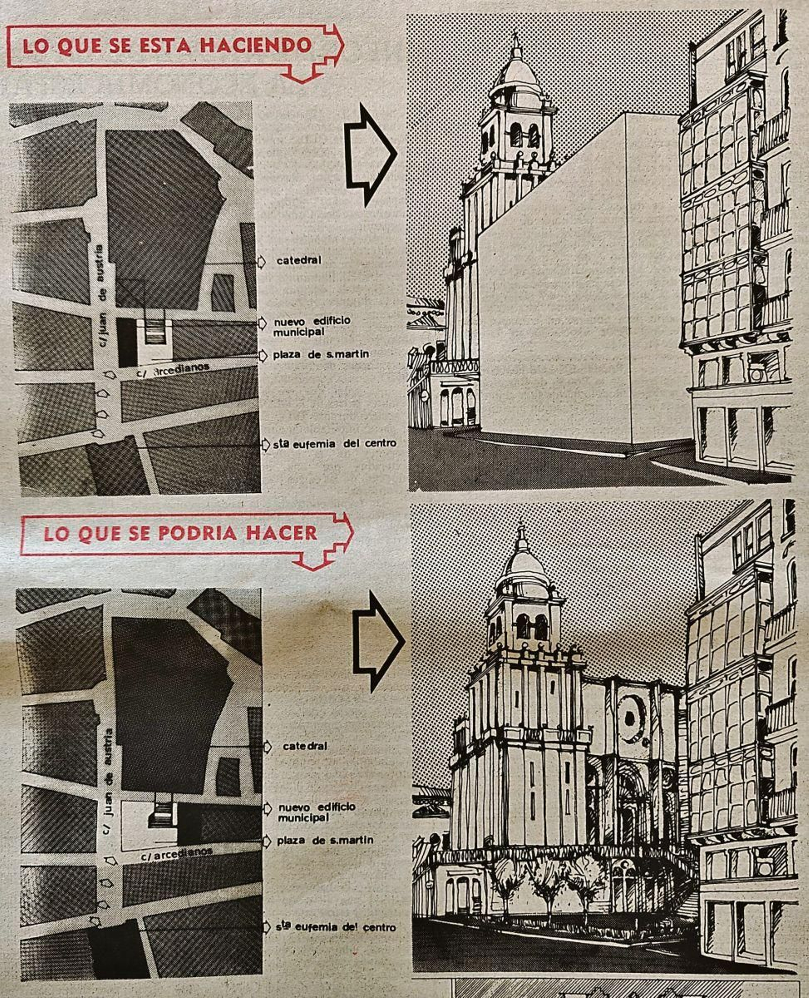 Gráfico explicativo de la propuesta de la Delegación del Colegio de Arquitectos para la Plaza de San Martín.
