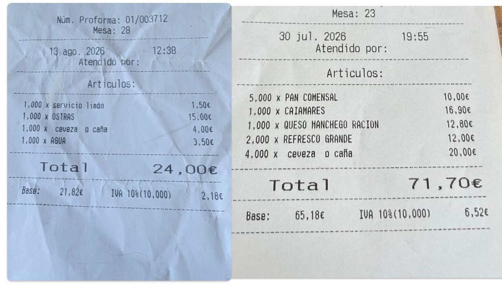 Dos de los tickets de este mismo año compartidos en internet.