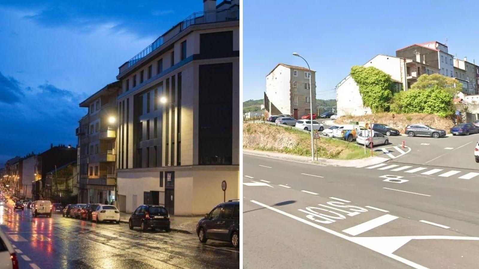 Barrios de O Vinteún y A Ponte, escenarios de los robos de cable de cobre que dejaron sin luz varias calles de Ourense, ambos en imágenes de archivo.