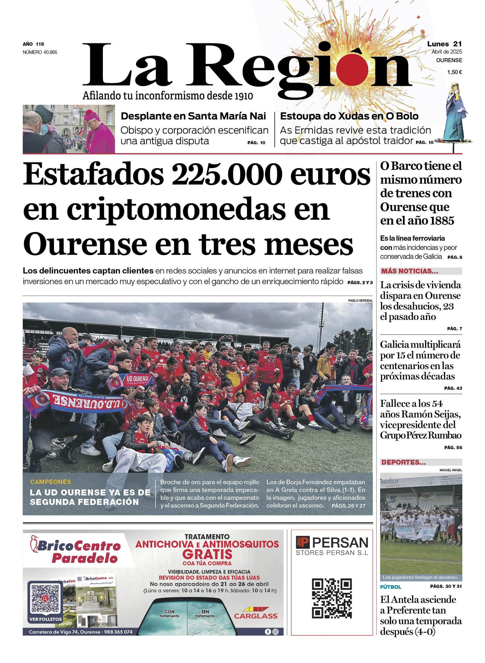 Portada del lunes