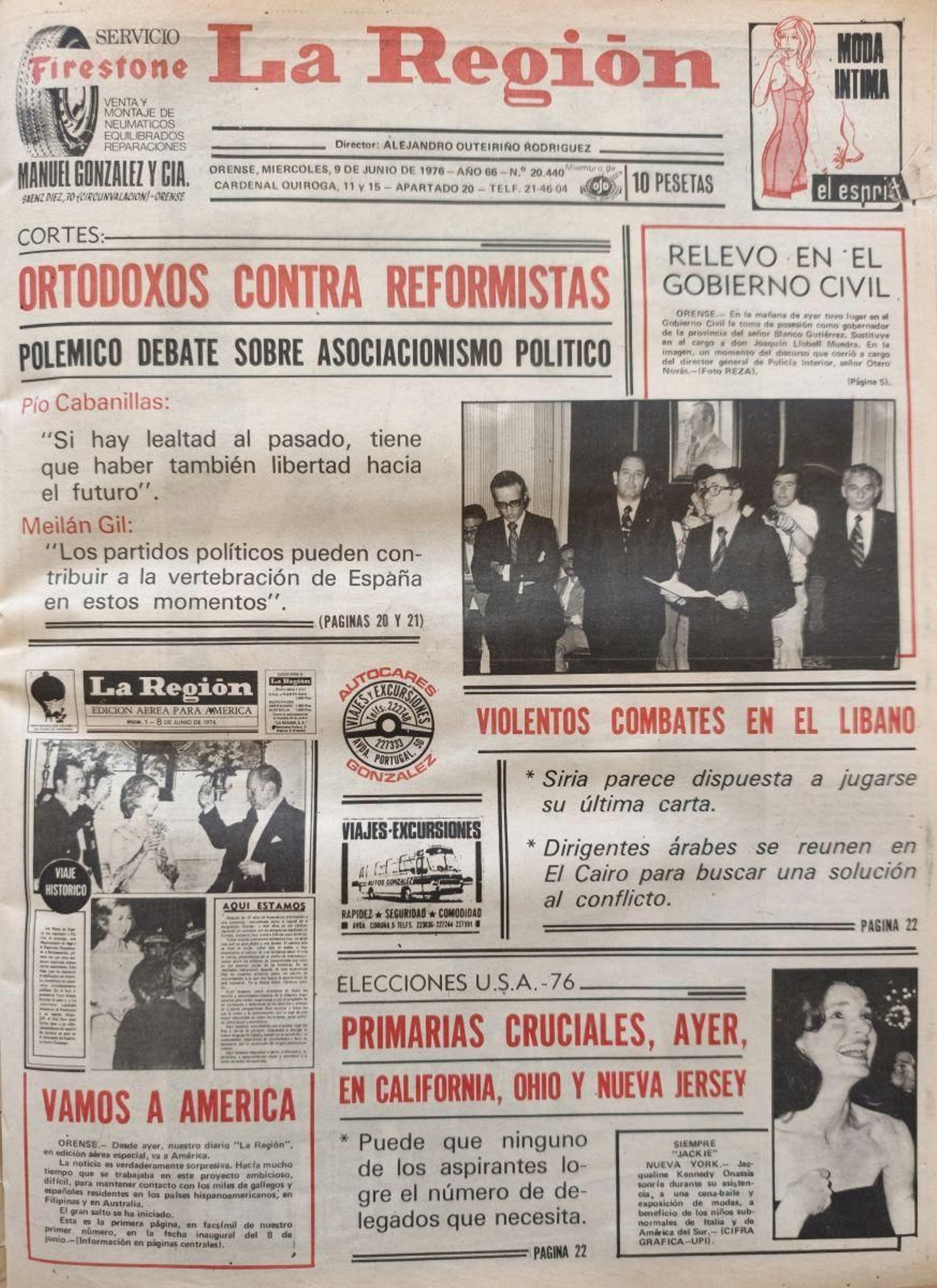 Los titulares de La Región del 9 de junio de 1976