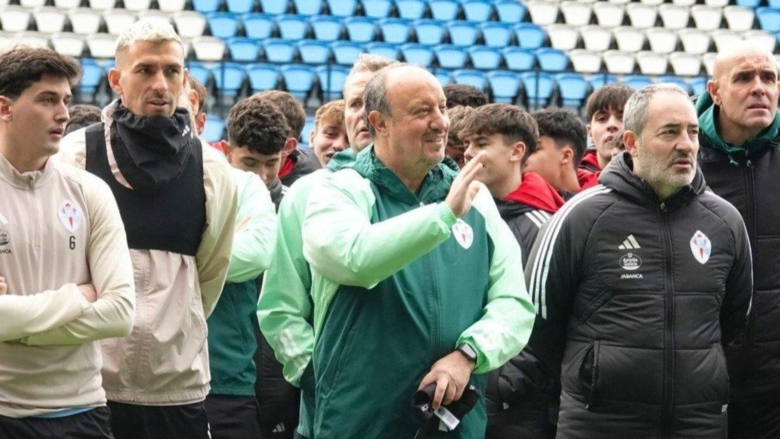 Benítez, en el entrenamiento a puerta abierta de enero en Balaídos. // Vicente Alonso
