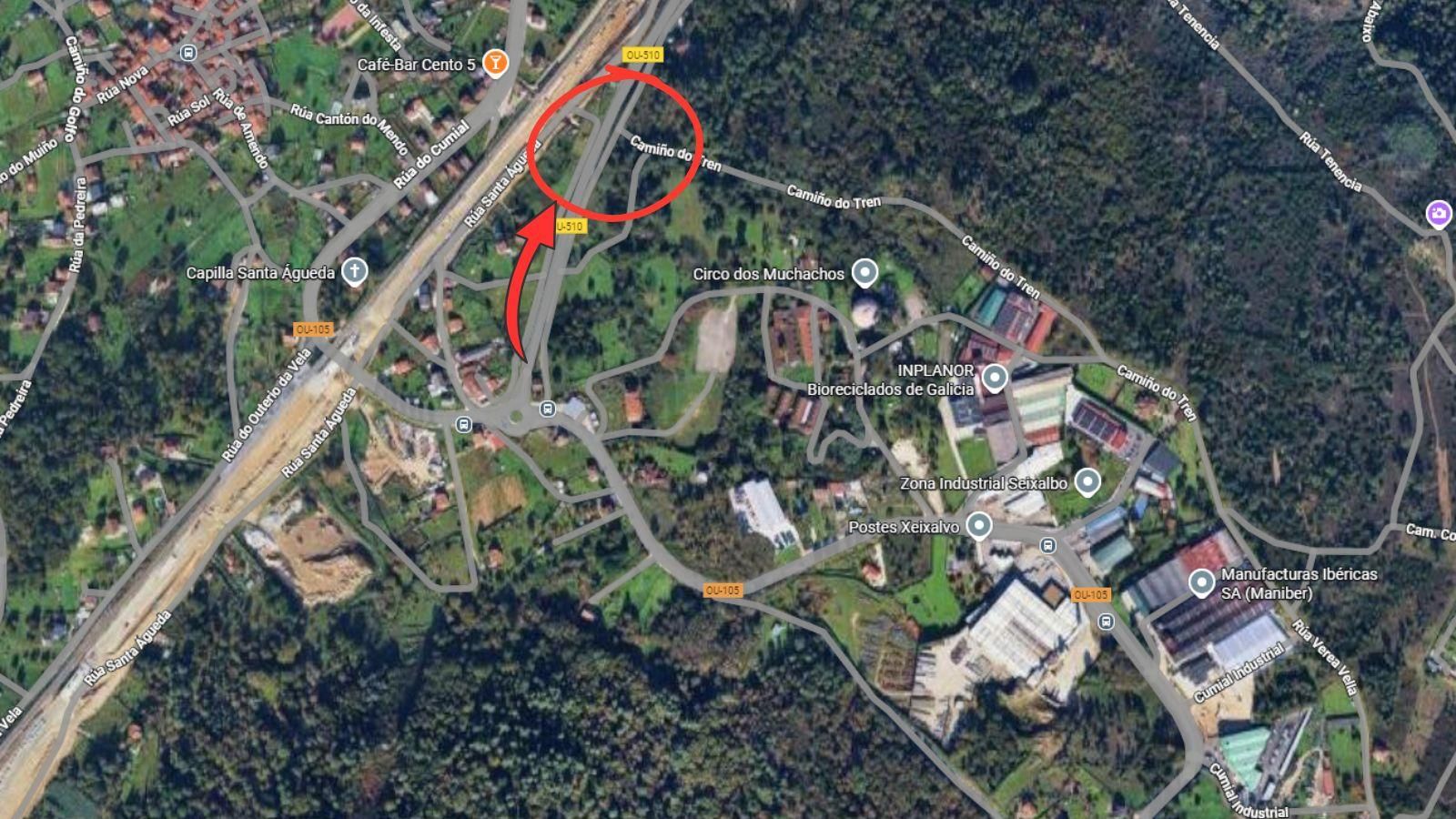 Lugar donde se produjo el accidente, próximo a las naves industriales de Seixalbo