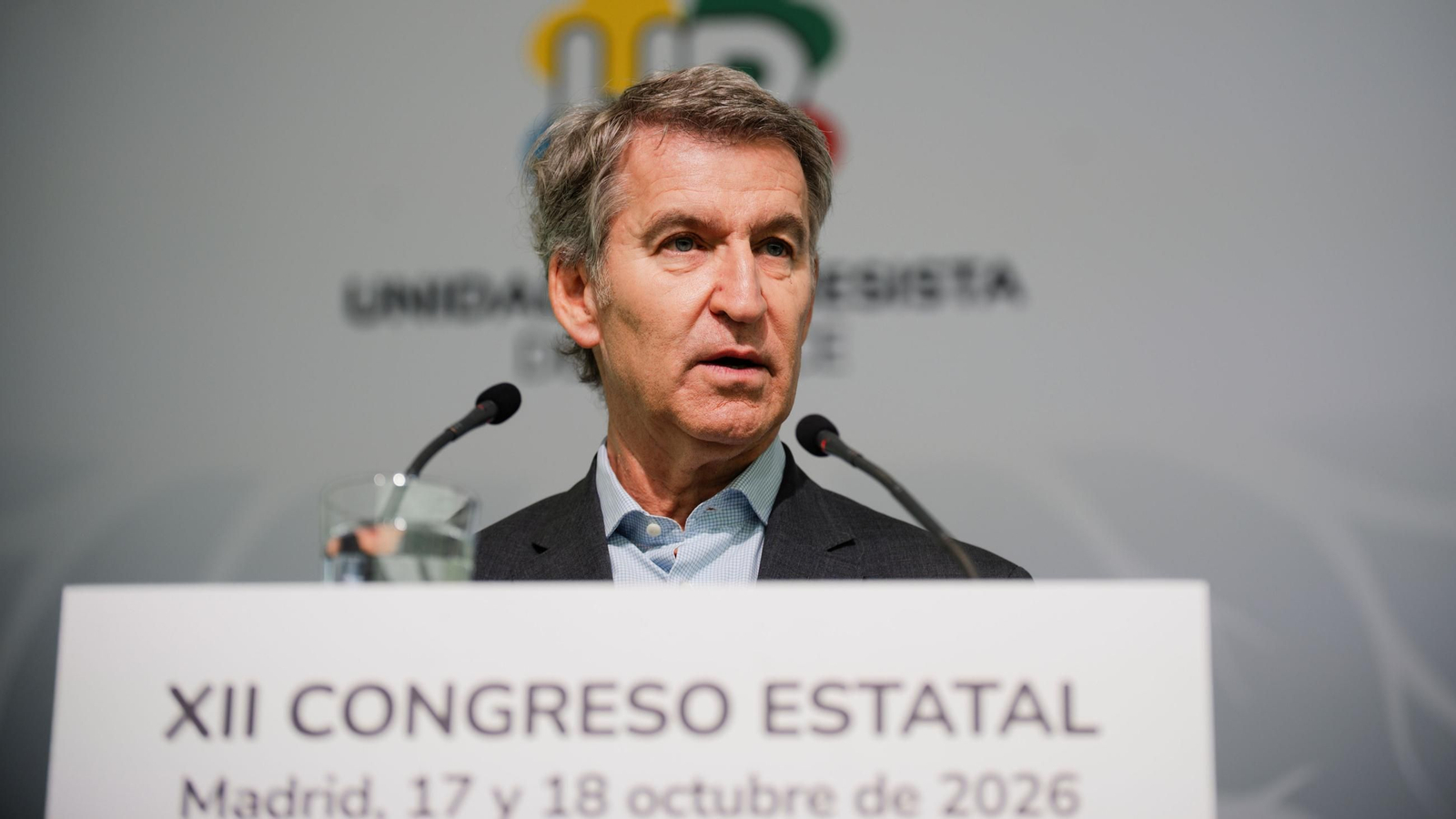 El presidente del Partido Popular, Alberto Núñez Feijóo, durante el XII Congreso Estatal de Unidad Progresista de La ONCE