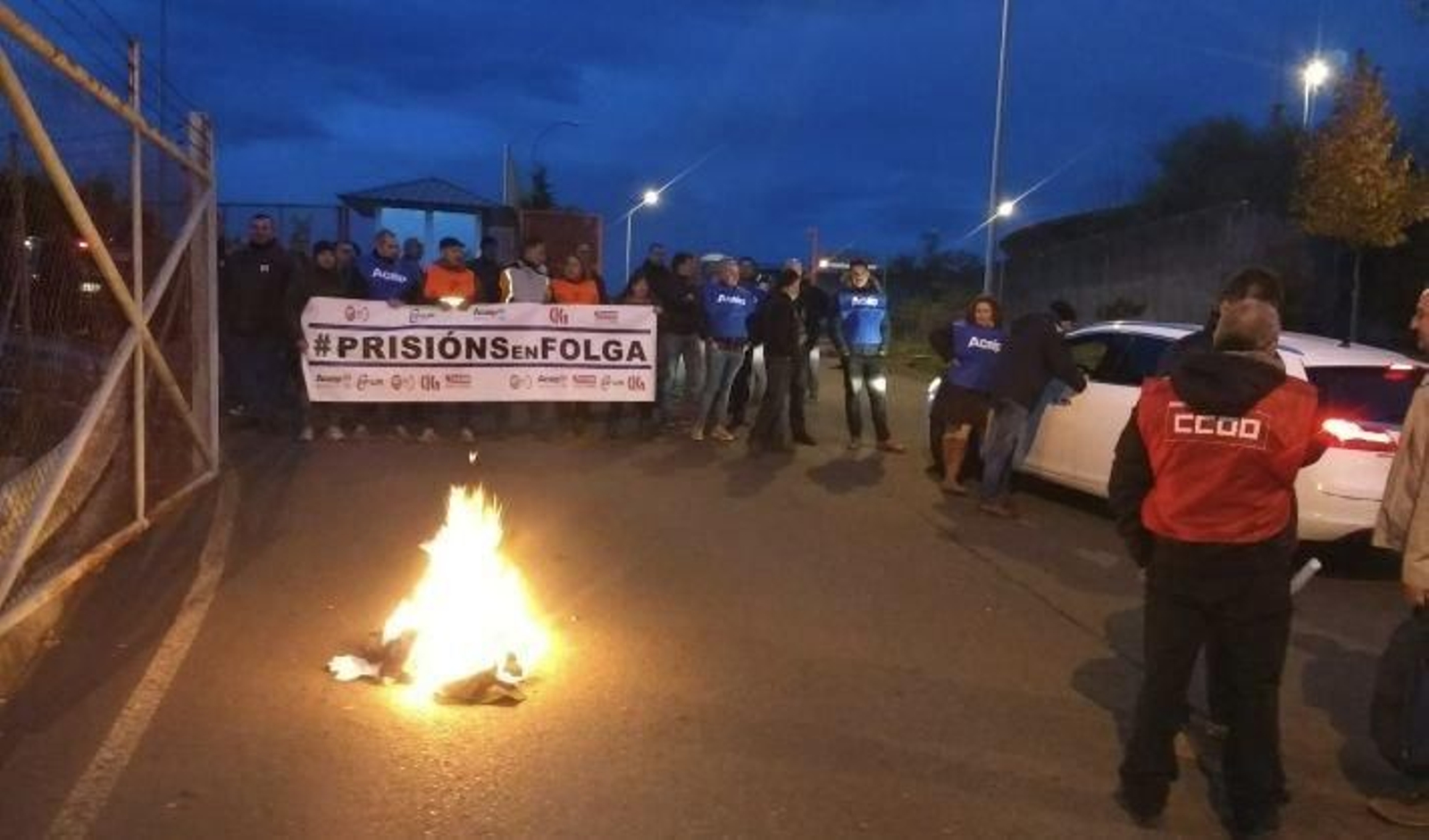 Funcionarios de la cárcel de A lama, en una de sus protestas en noviembre pasado.