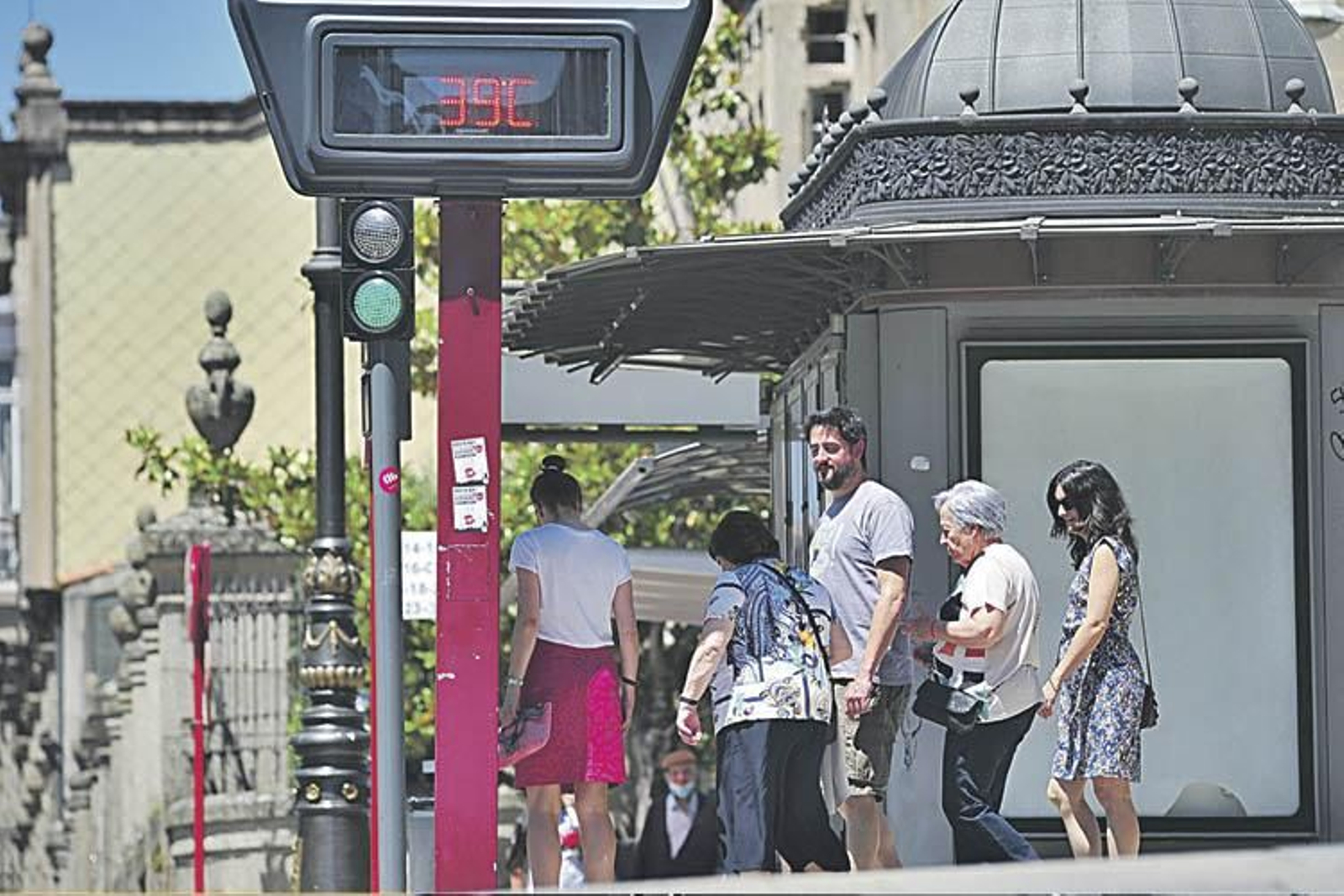 Termómetro en la Alameda, ayer por la tarde.