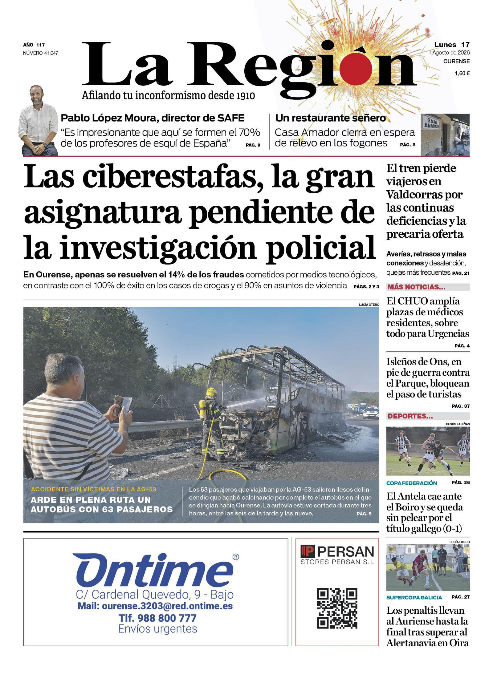 Los titulares de La Región de este lunes, 17 de agosto