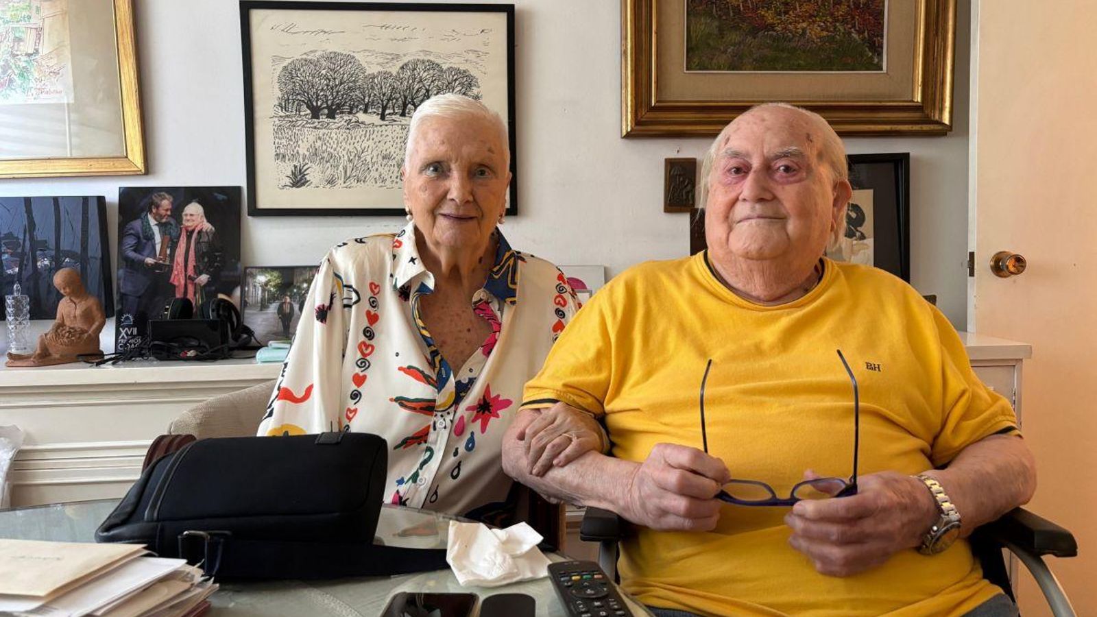 Junto a su mujer, Pitita Matías.