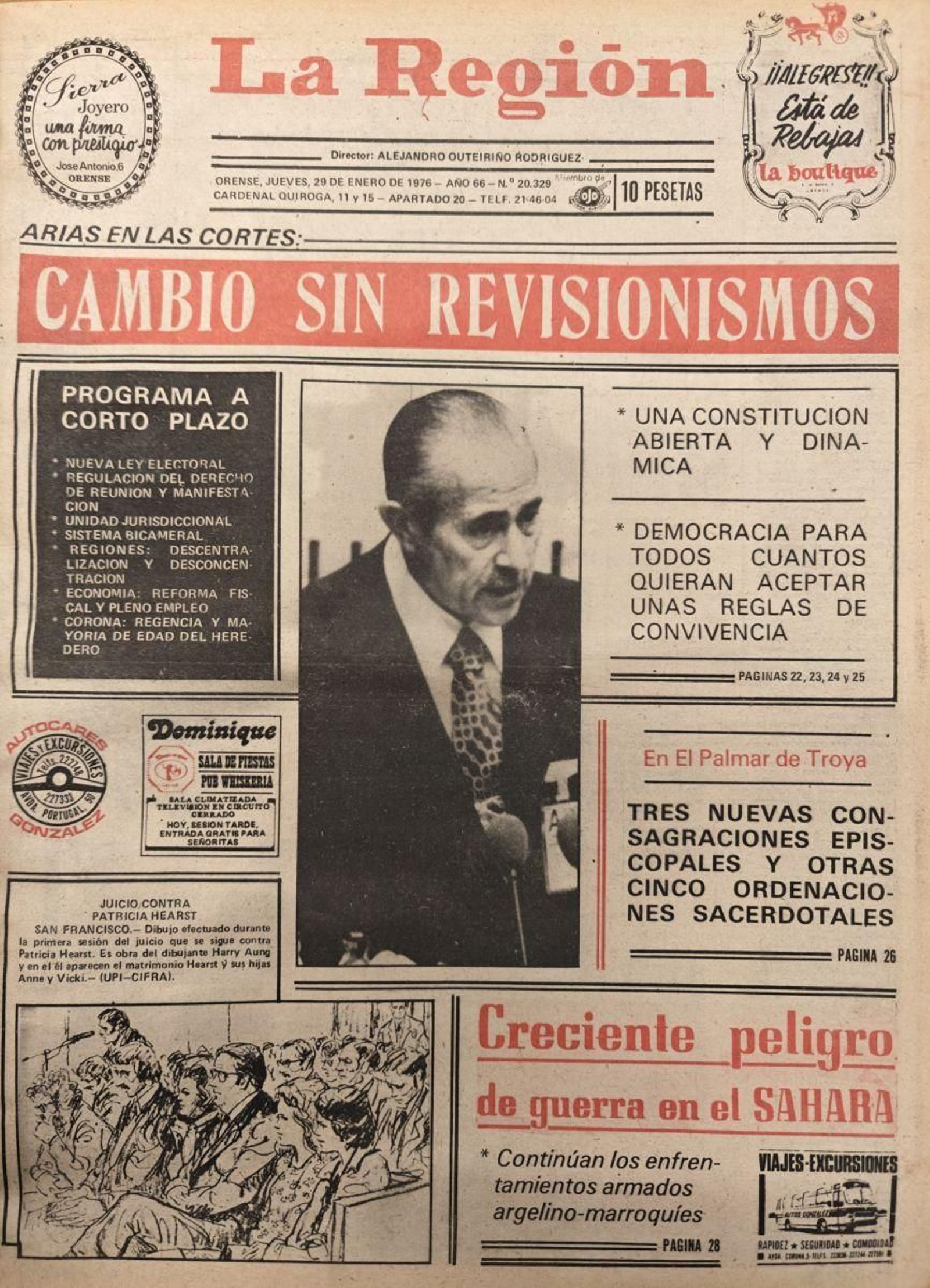 La portada de La Región del 29 de enero de 1976.
