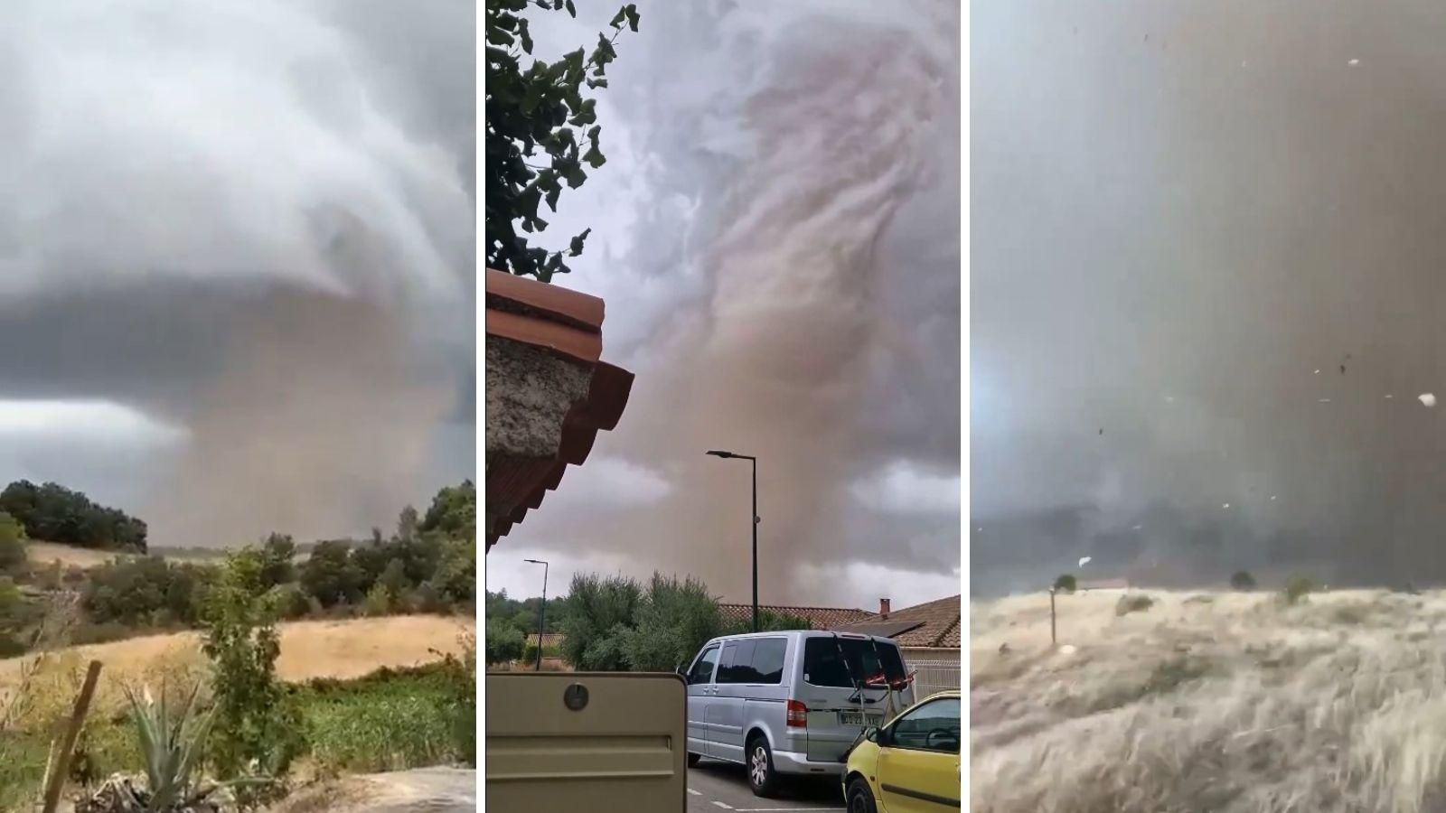 El tornado en diferentes fases de su paso por Francia.