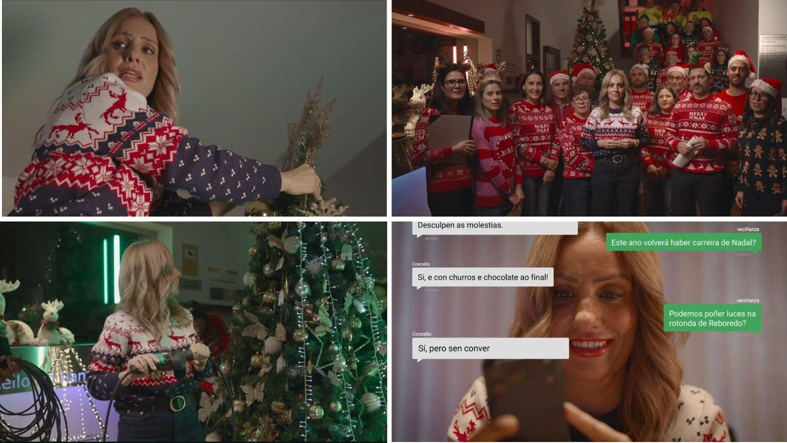 Algunos de los momentos más divertidos y entrañables del vídeo navideño de la alcaldesa de San Cibrao das Viñas, desde la decoración del árbol hasta los anuncios de actividades y felicitaciones para los vecinos.