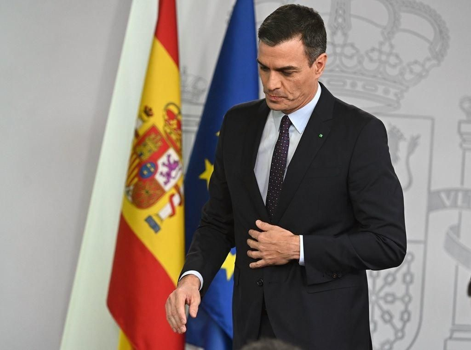 Pedro Sánchez. el pasado miércoles, en la rueda de prensa en La Moncloa.
