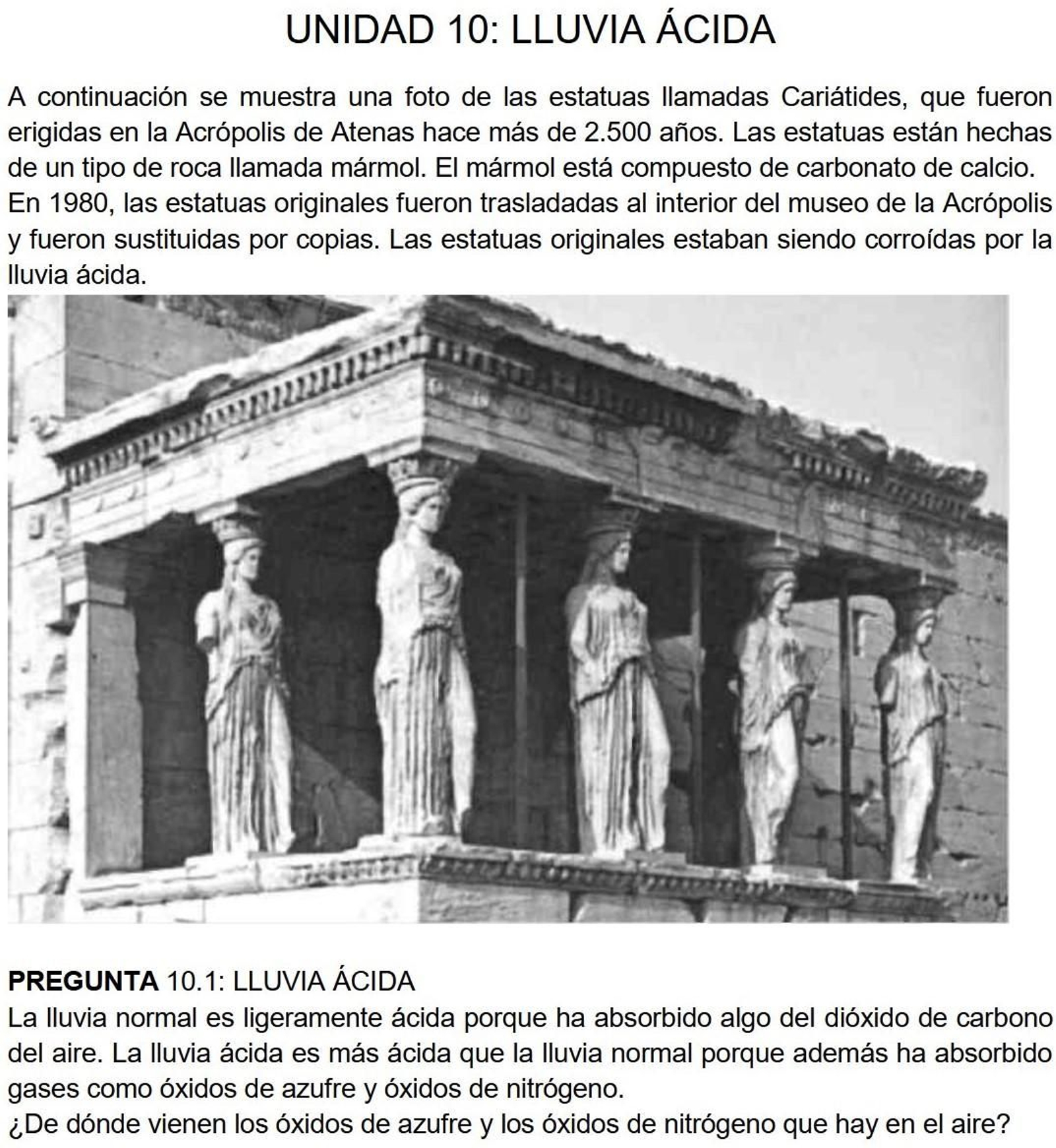 Análisis de procesos químicos ('Lluvia ácida')