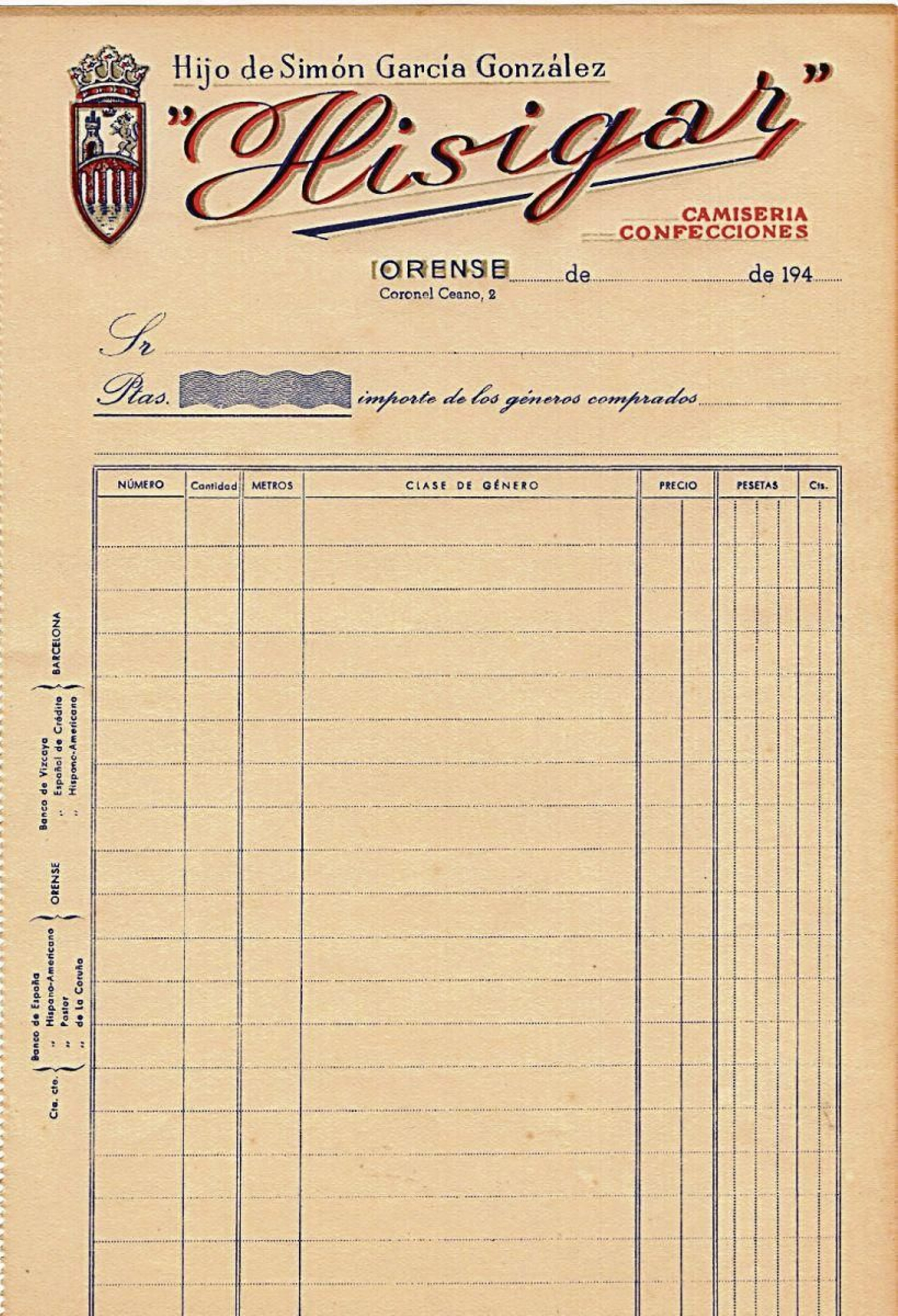 Los García fueron una familia de comerciantes con tres establecimientos de ropa masculina en la ciudad. “Hisigar” es hoy el Café Real.