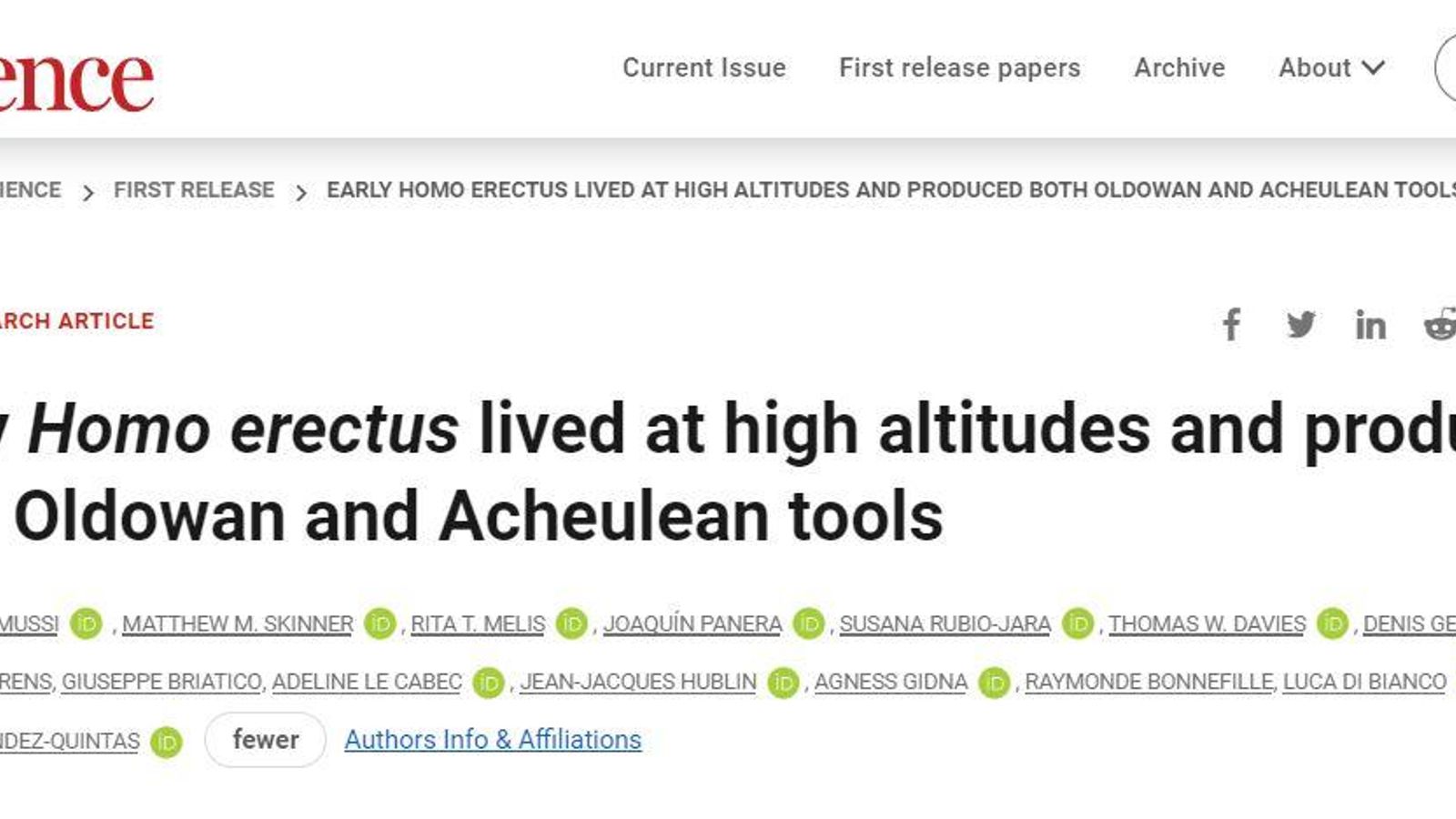 Estudio publicado en la Revista Science