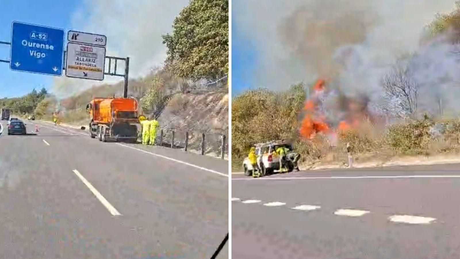 Imagen del incendio en la A-52