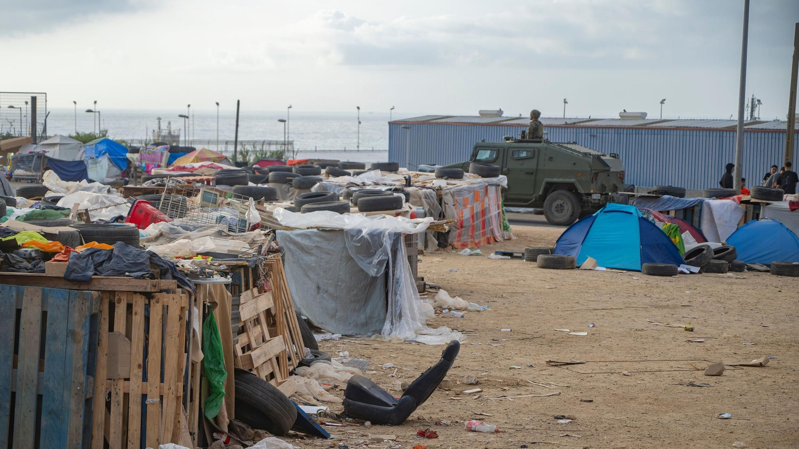 Asentamientos de migrantes en las naves del Tarajal, a 14 de septiembre de 2026, en Ceuta (España).