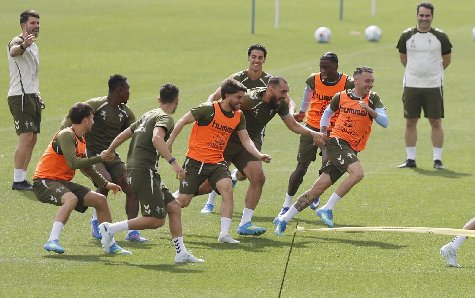 El buen ambiente reinó ayer en el último entrenamiento de la temporada.
