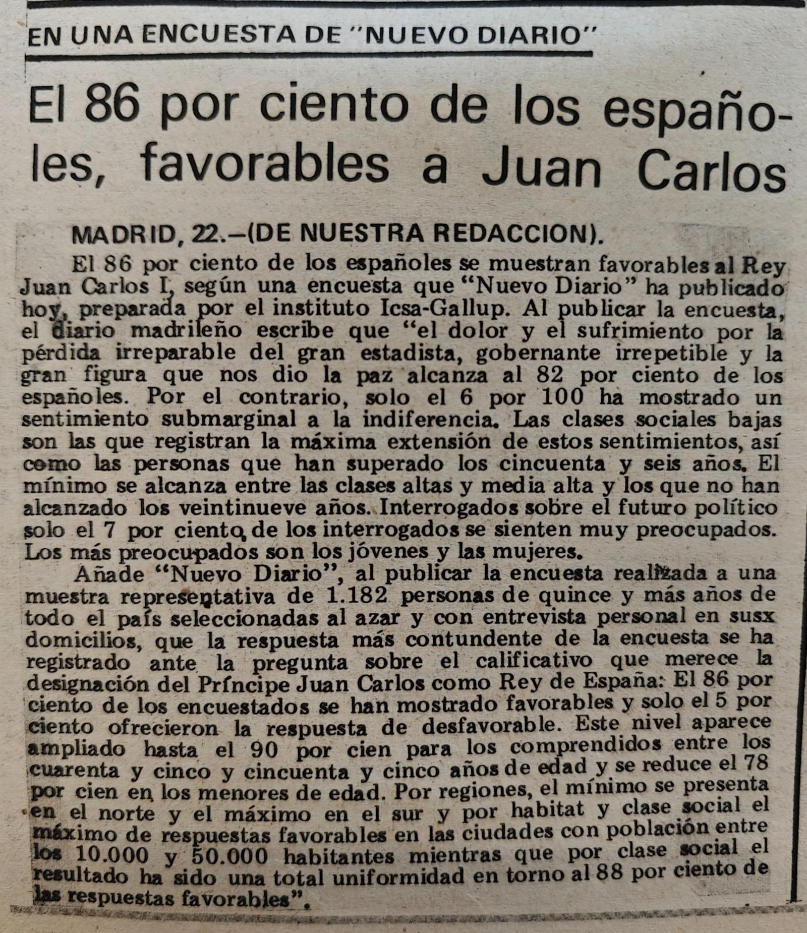 El 86% de los españoles, con el rey Juan Carlos