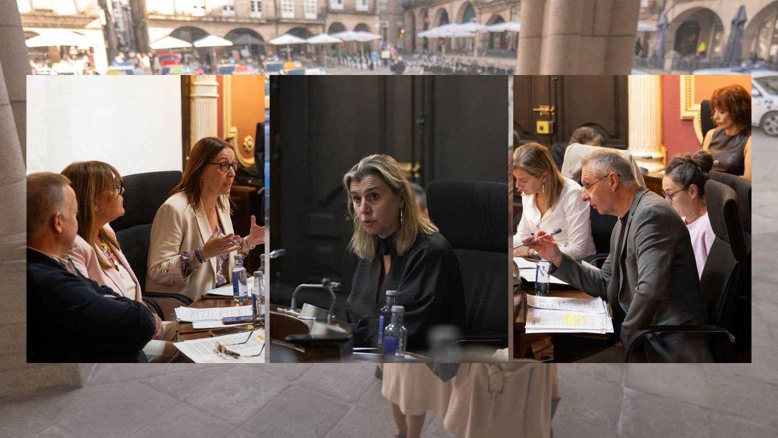 PP, PSOE y BNG en el pleno ordinario del Concello de Ourense antes de abandonarlo.