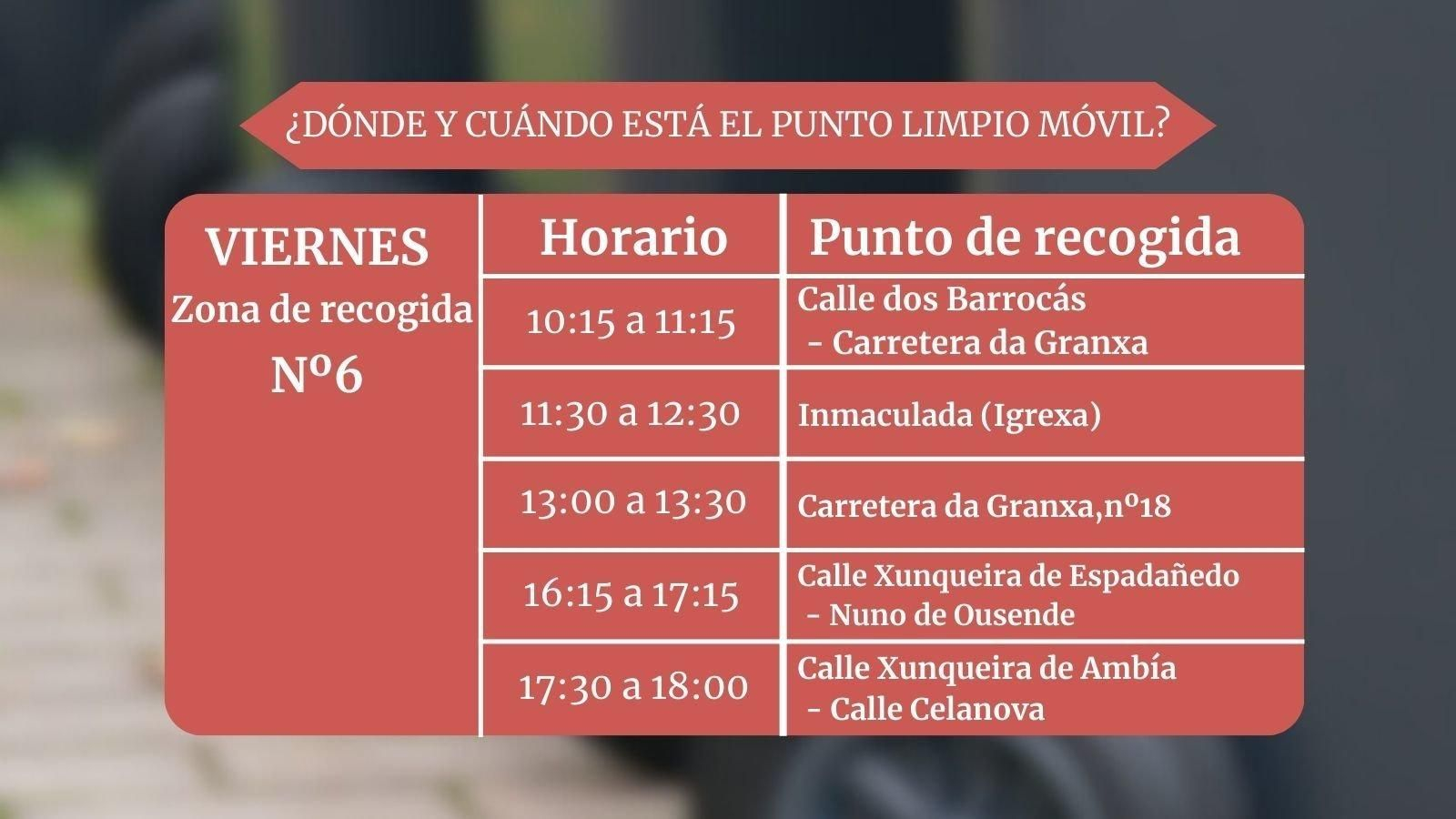 Este es el itinerario los viernes.