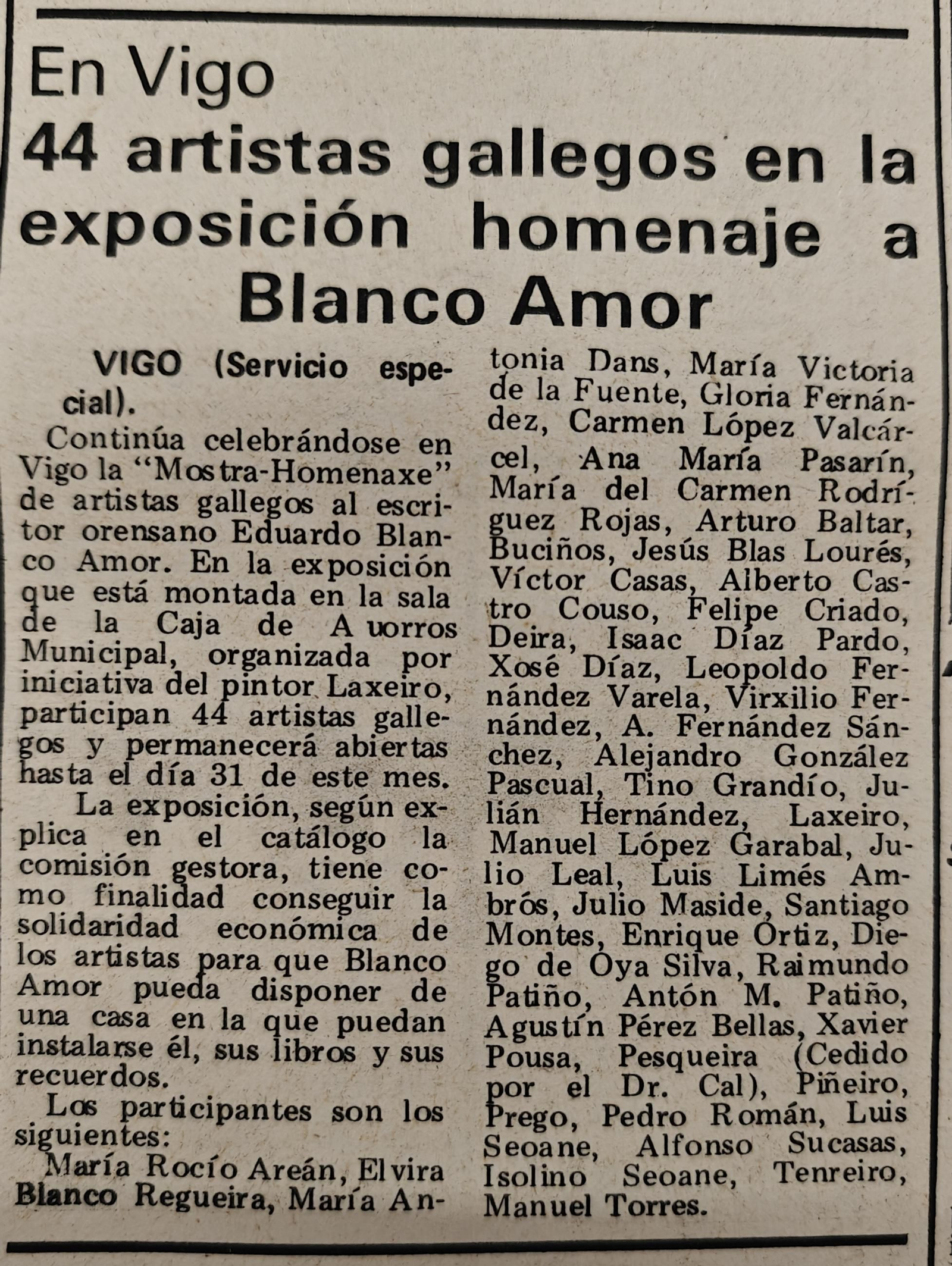 Homenaje a Blanco Amor en Vigo.