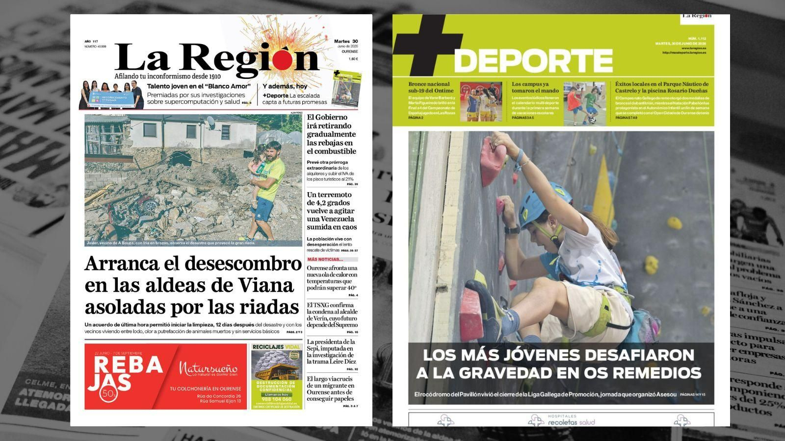 La portada de La Región de este martes.