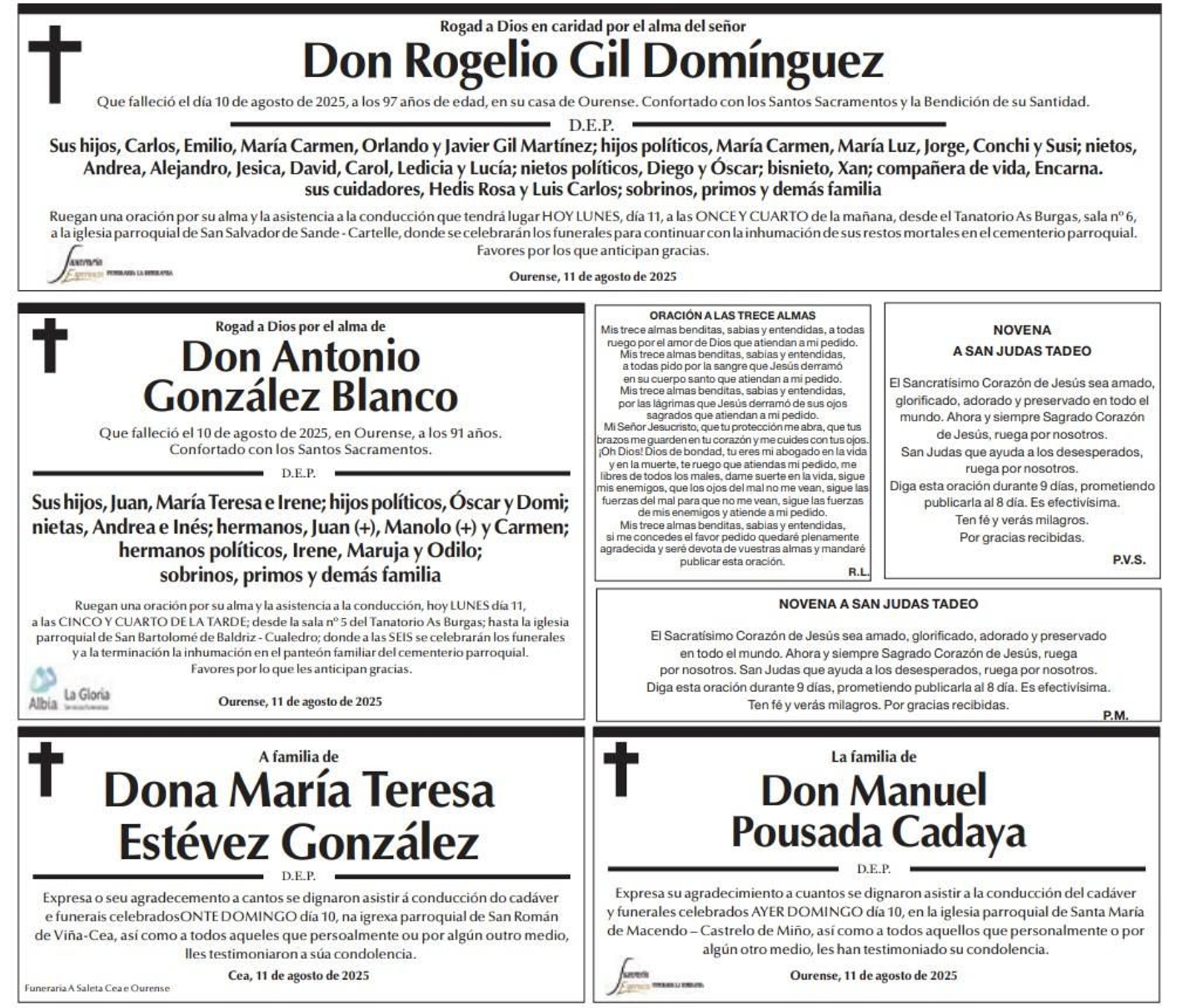 Esquelas 11 de agosto