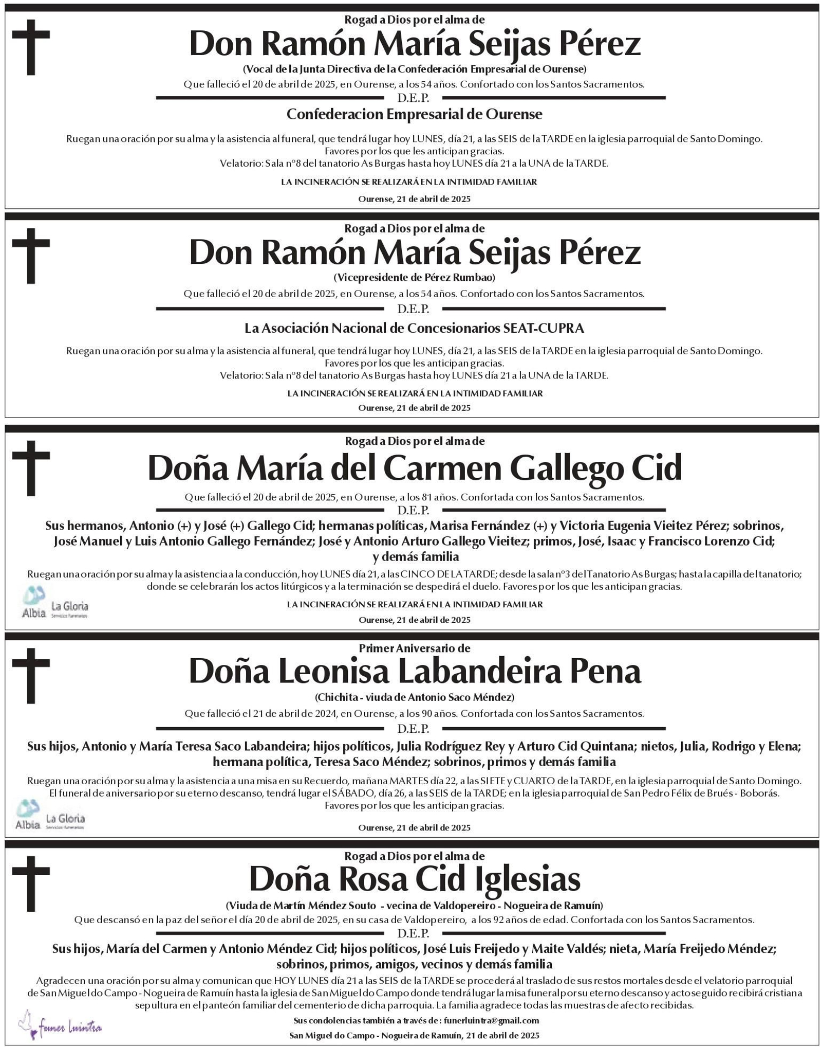 esquelas lunes 21 de abril II