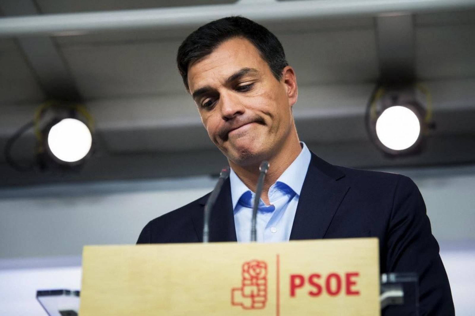 Pedro Sánchez tras dimitir como secretario general del PSOE en 2016.
