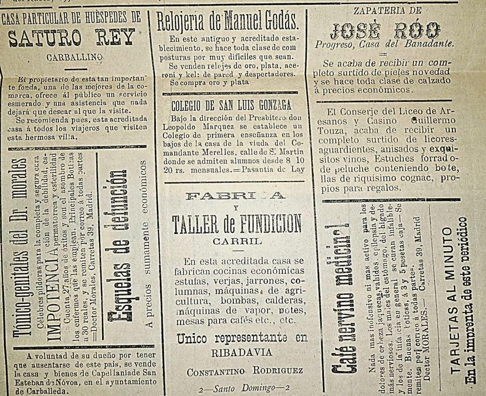 Publicidad aparecida en 1895.