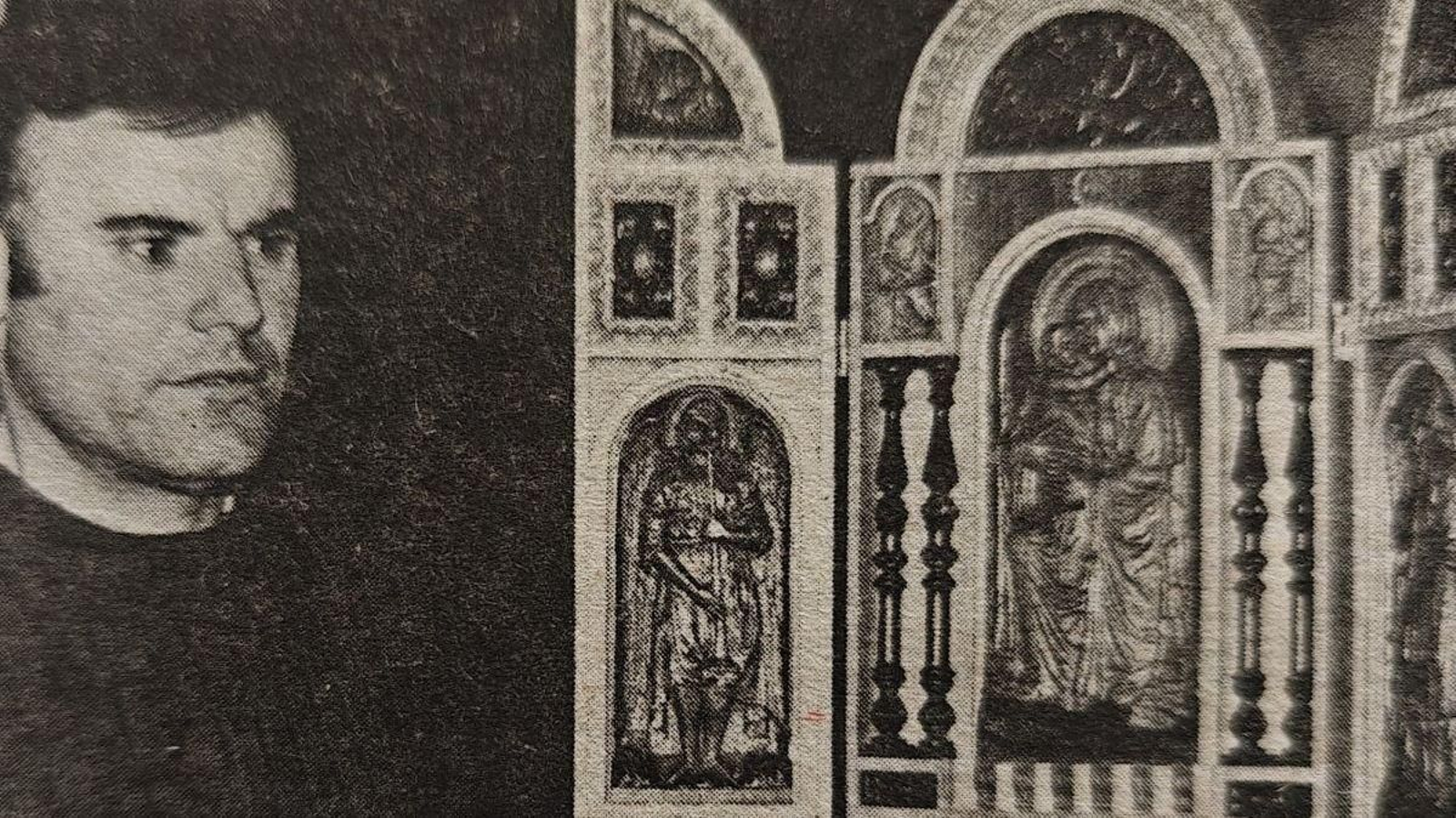 Delfín Blanco Rodríguez y una de sus obras.