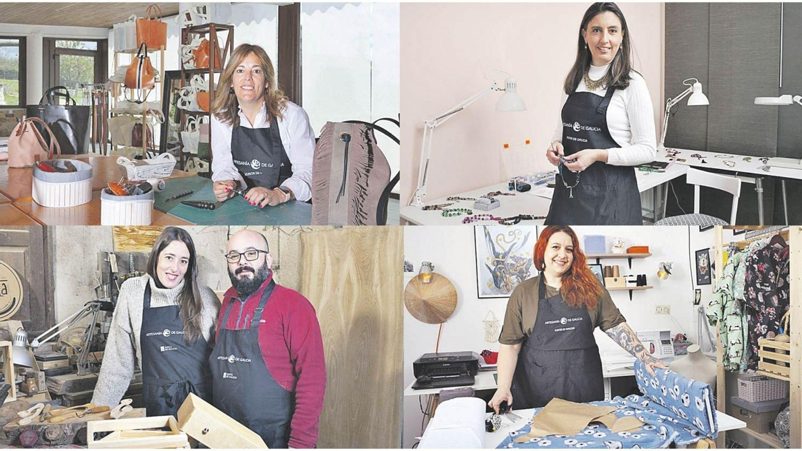 (De izda. a dcha. y arriba a abajo) Sonia Argiz, de Mimacuir; María Aba; Blanca Quiroga y Serse Saruis, de Ceibe Madeira y  Lora González, de Boro.