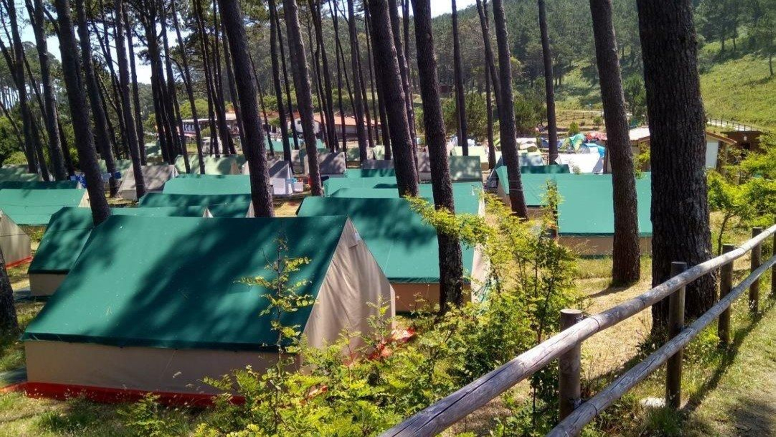 El cámping de Cíes, el mayor del municipio vigués, donde la mayor parte de su oferta es de tiendas fijas, para alquiler.