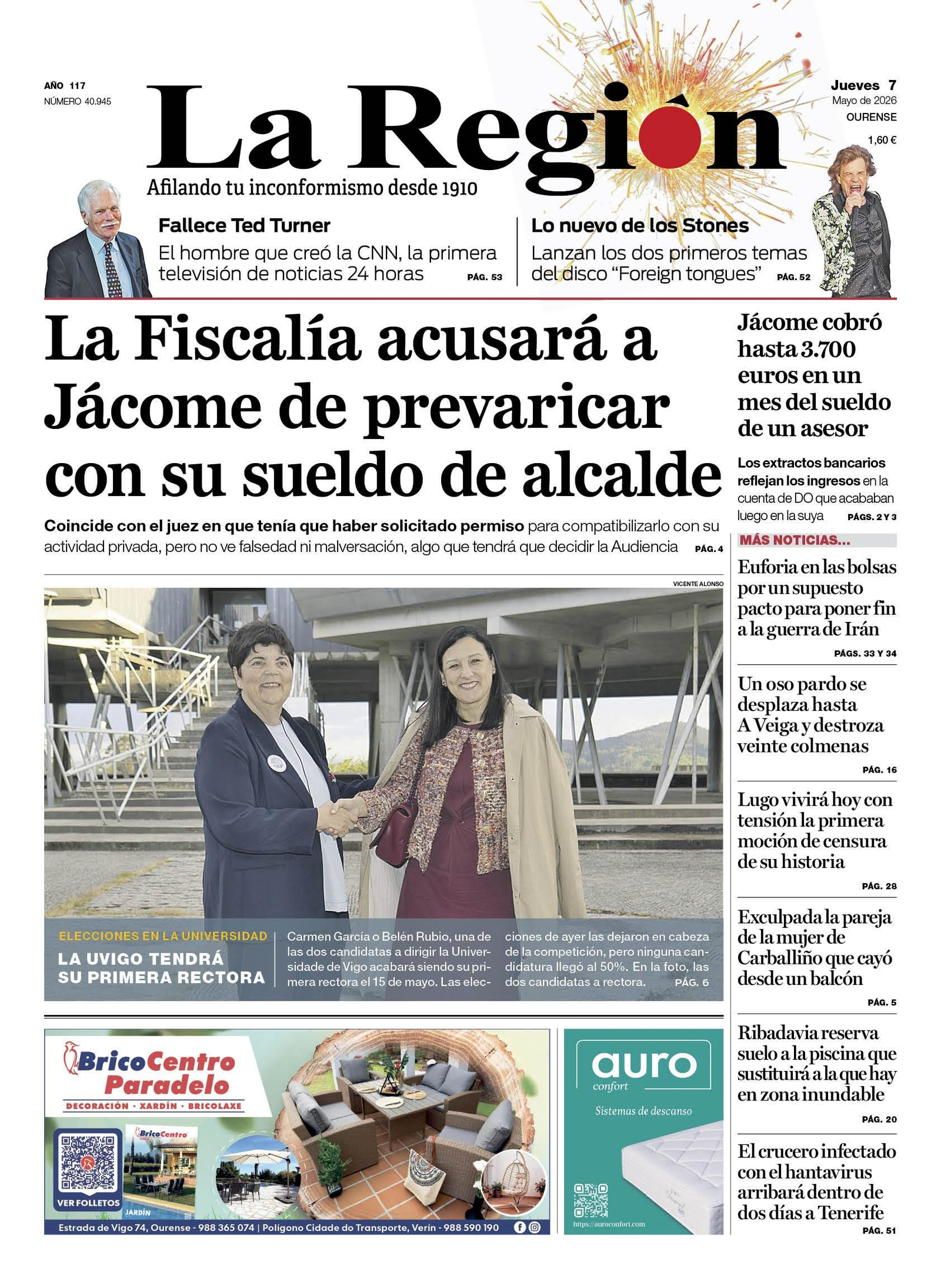 La portada de La Región.