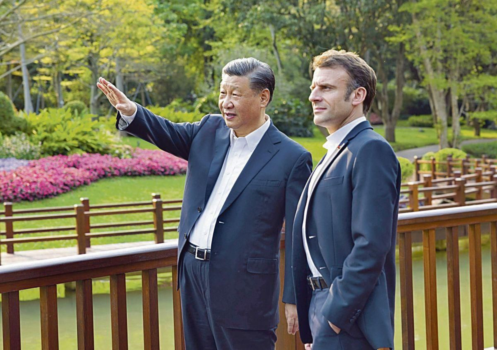 Xi Jinping y Emmanuel Macron durante su visita a Pekín.