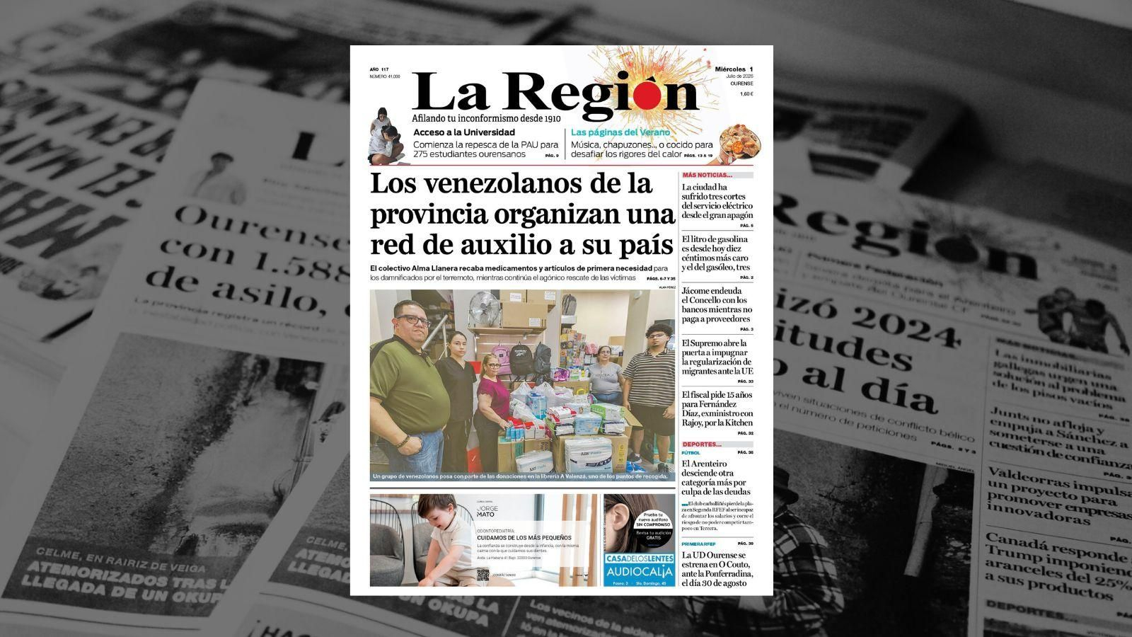 La portada de La Región de este miércoles.